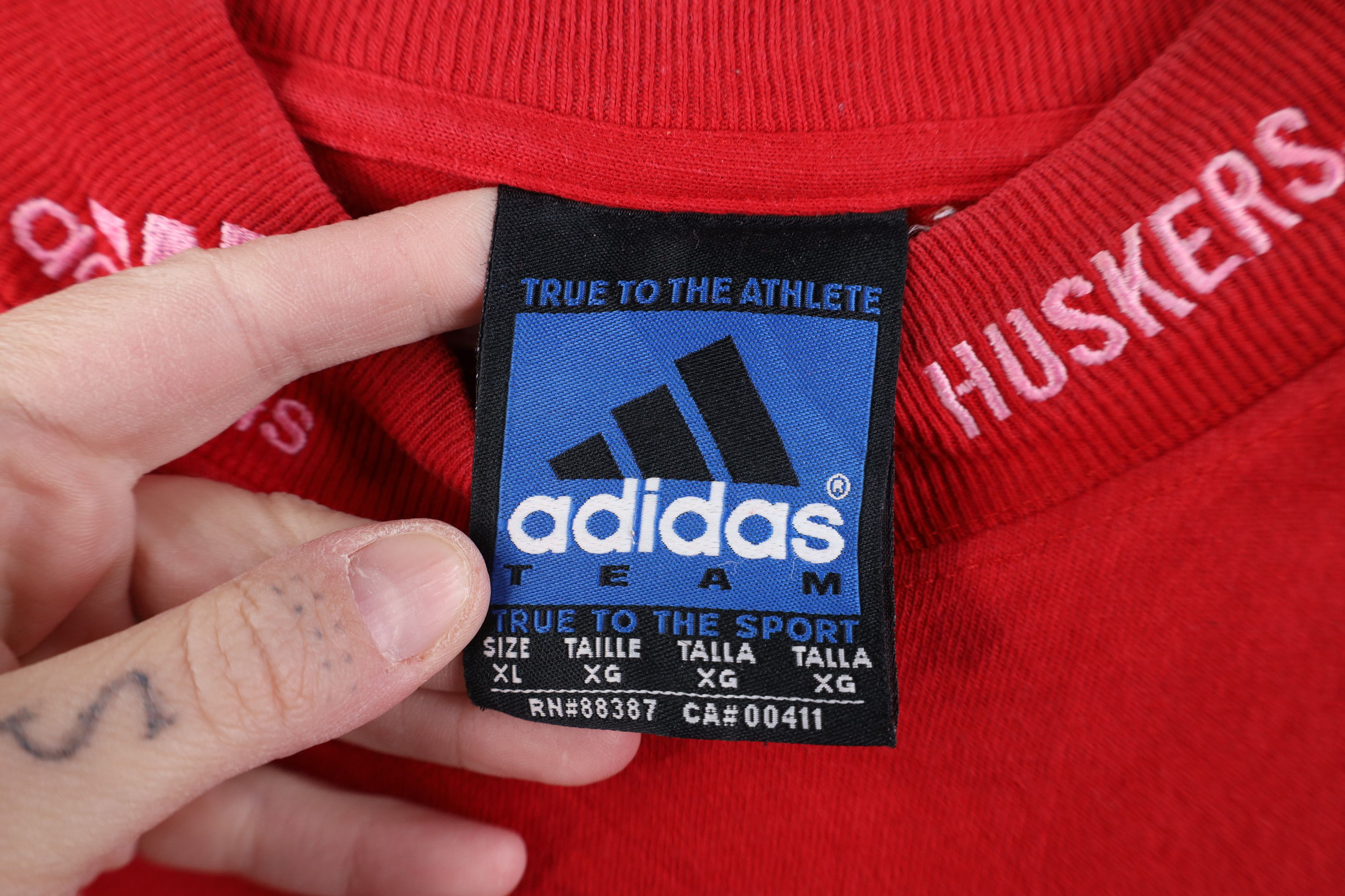 Adidas Vintage 90s Adidas Nebraska Mock Neck Long Sleeve T-Shirt Size US XL / EU 56 / 4 - 6 Thumbnail