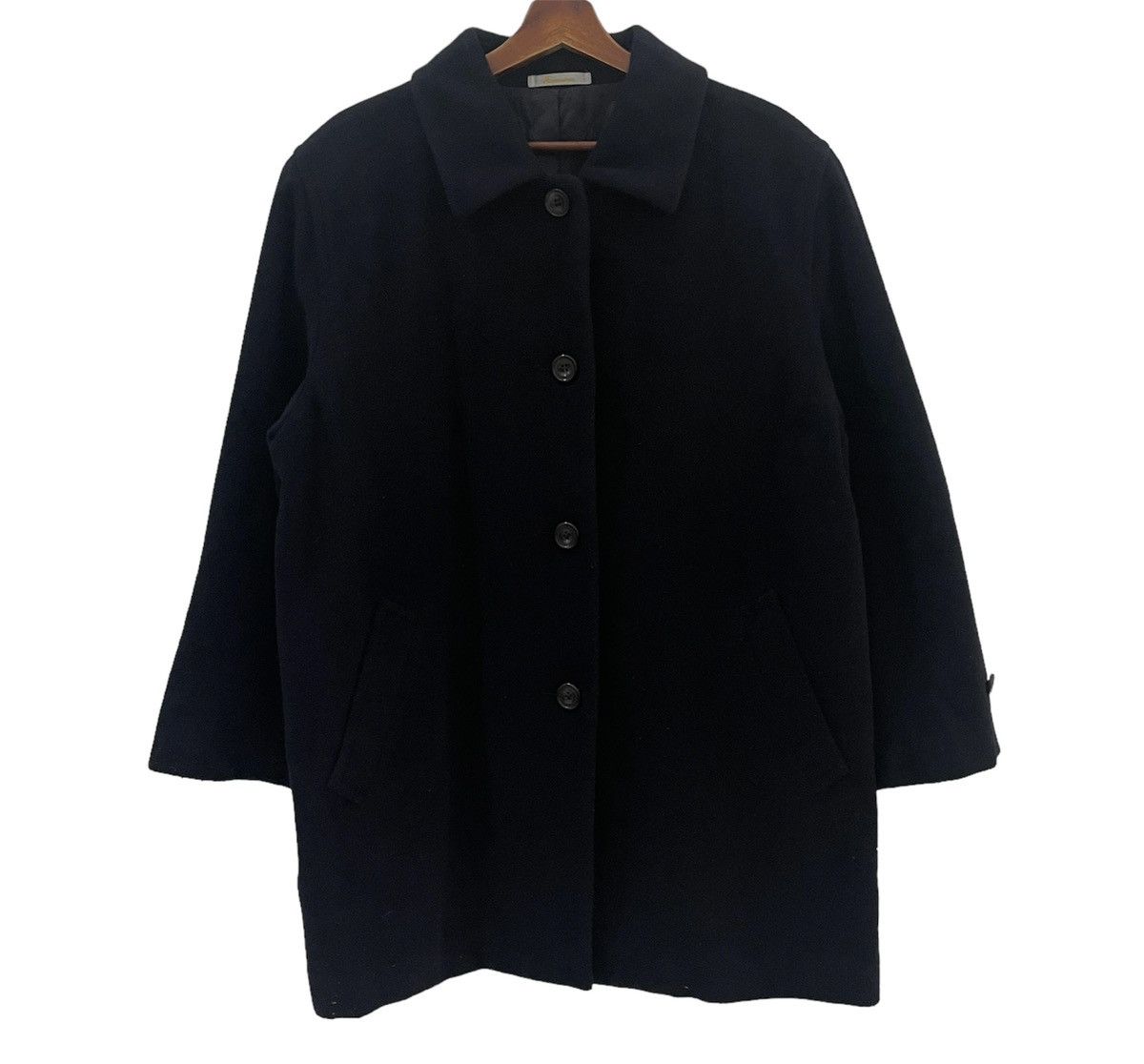 image of Vintage Aquascutum Wool Trench Coat Jacket in Black, Men's (Size Large)
