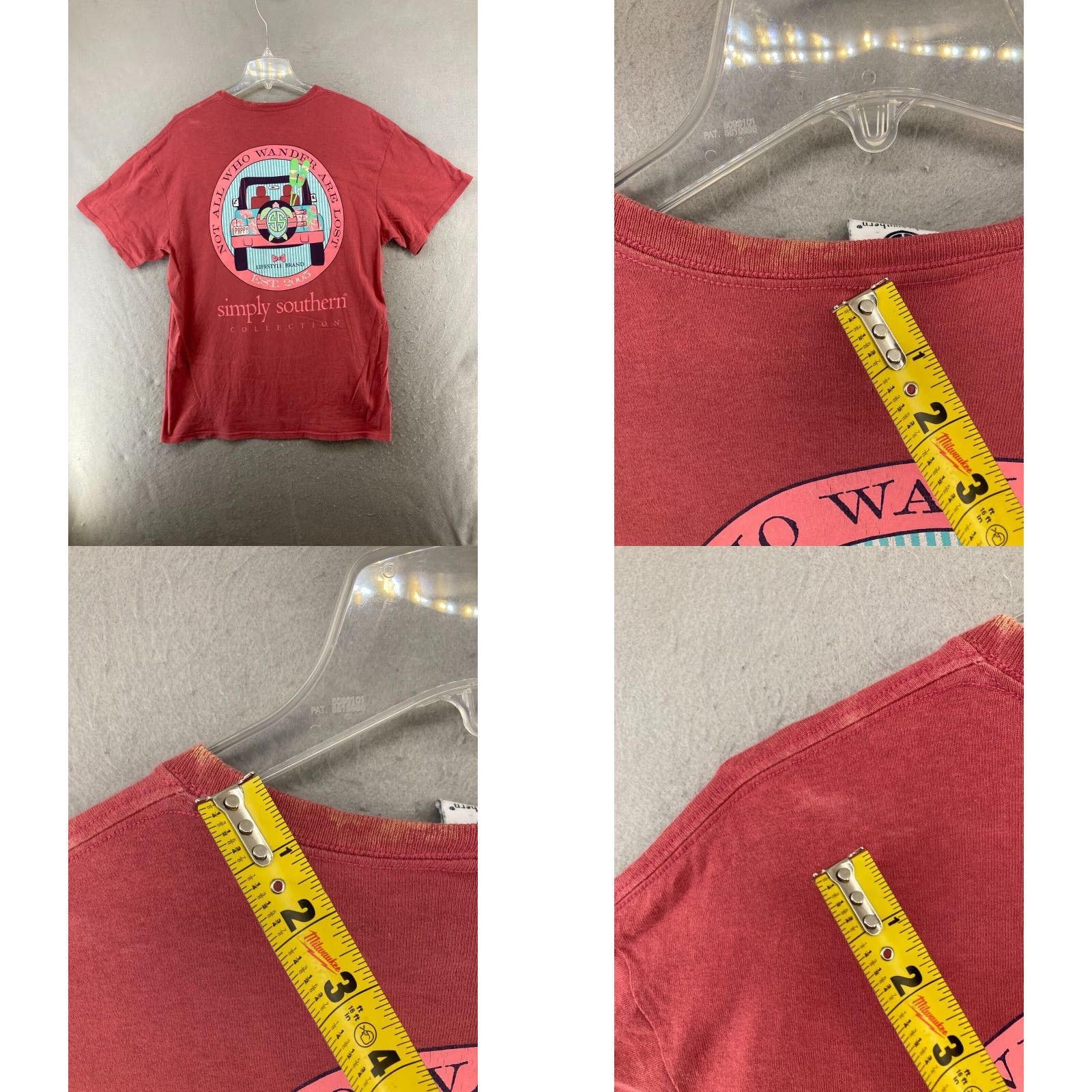 Jeep Simply Southern Women's Graphic T-Shirt Large Red "Not All Who Wander" Jeep Casual Outdoor Preppy Mens Size L / US 10 / IT 46 - 8 Thumbnail