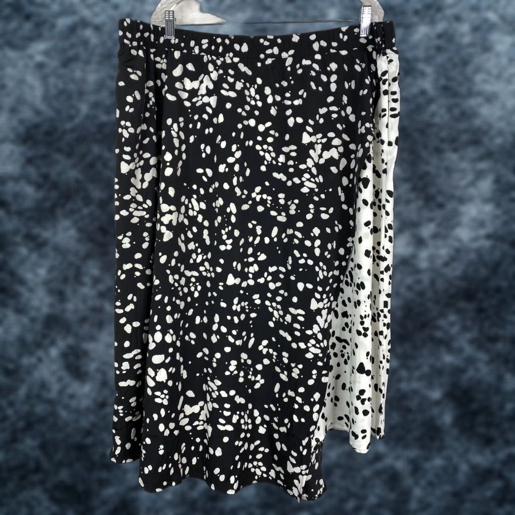 Alfani Alfani Skirt Womens 22W Black White Animal Print Midi Wrap Elastic Waist Zipper Pattern Multicolor Clothes m Size 40" / US 18 - 1 Thumbnail