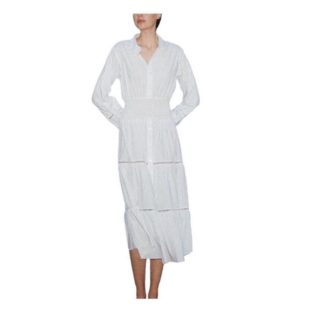 THAKOON Thakoon White Smocked Shirt Maxi Dress NWT Size 6 Long Slee Size M / US 6-8 / IT 42-44 - 1 Thumbnail