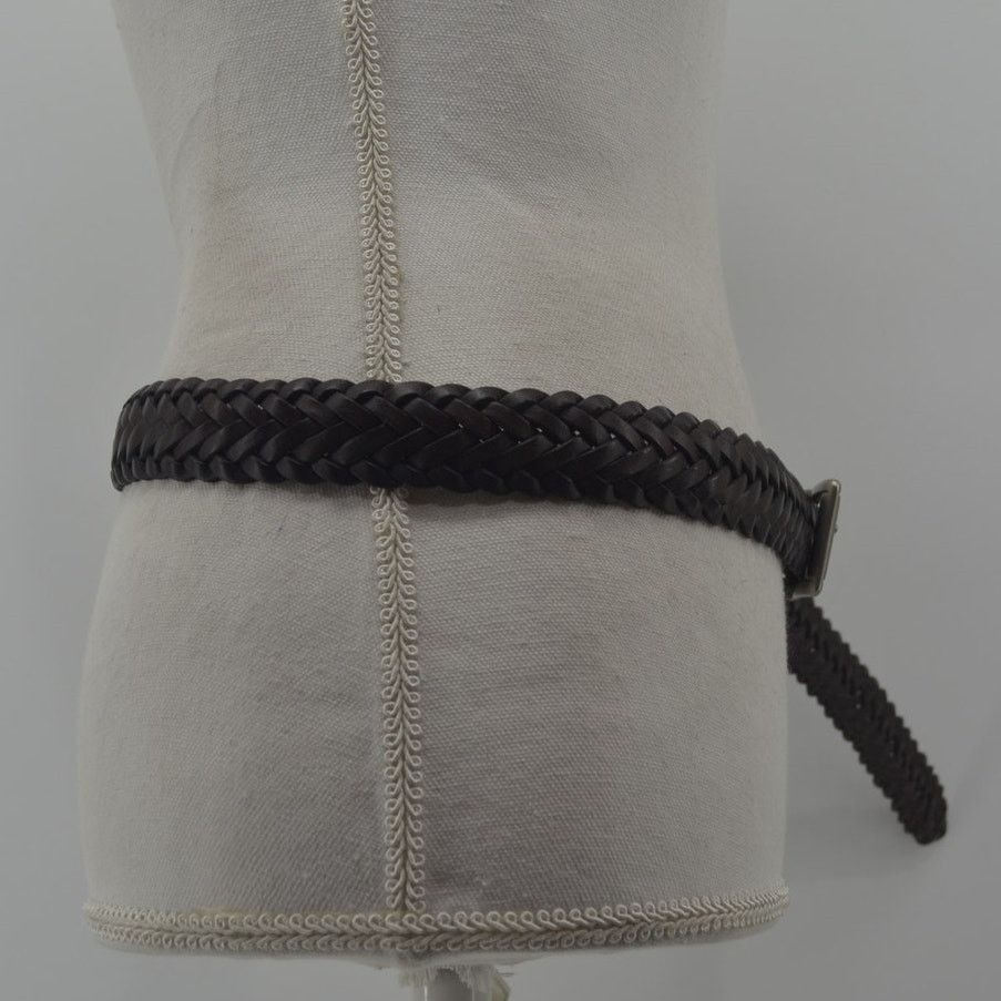 Other CRL Brown Leather Braided Weaved Men's Belt Silver Size 38 Size 38 - 11 Thumbnail