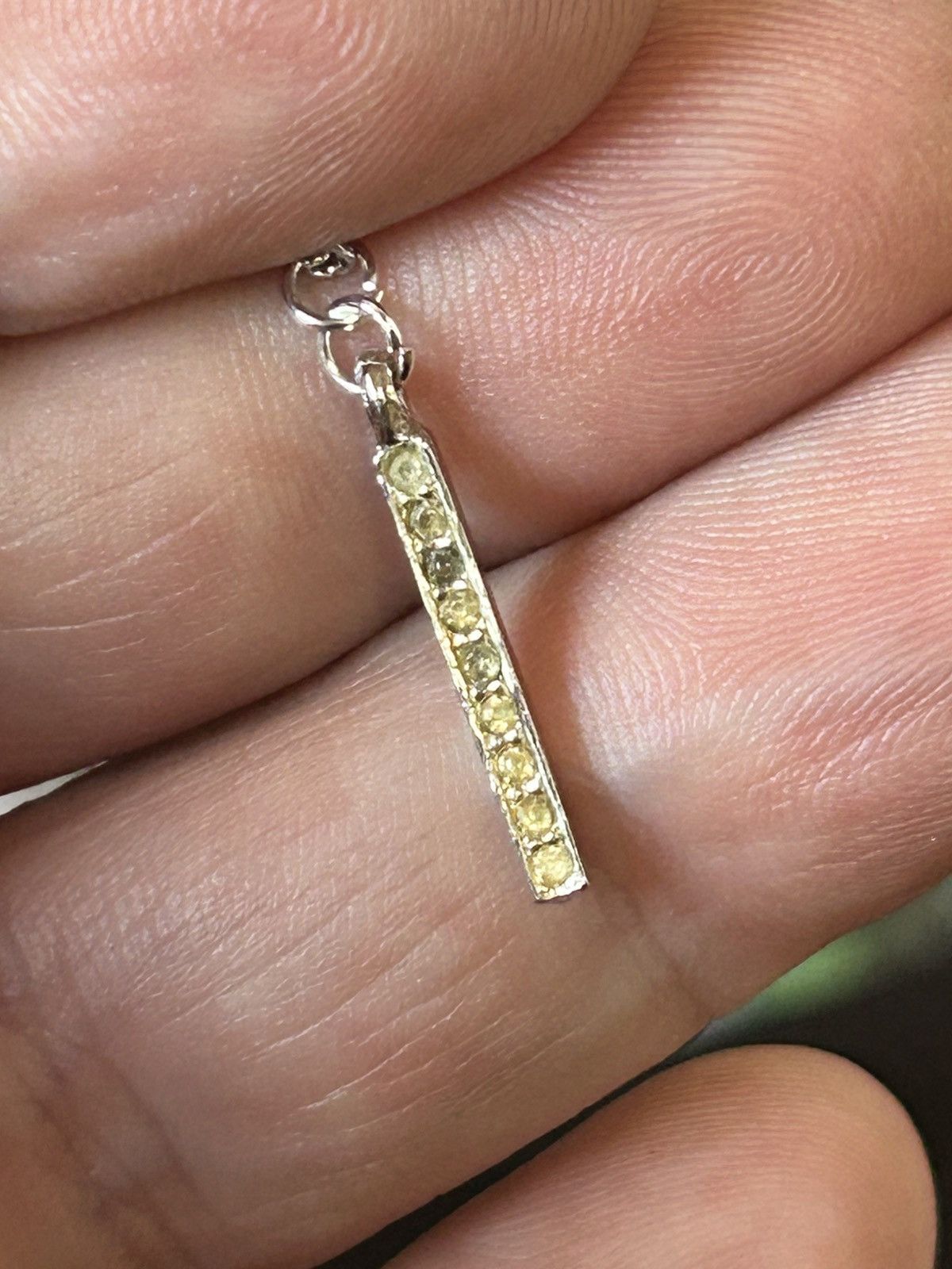 Vintage Handcrafted vintage rhinestone bar pendant on chain necklace Size ONE SIZE - 5 Thumbnail