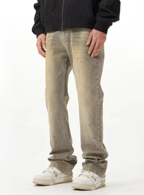 Japanese Brand × Jean High street hip-hop washed distressed ink-splashed jeans Size US 32 / EU 48 - 1 Thumbnail