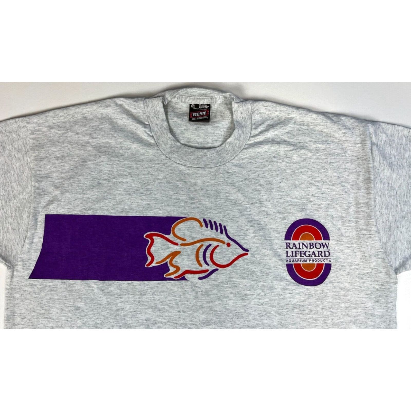 Fruit Of The Loom VINTAGE Fruit of the Loom T-Shirt Men’s 90s XL Gray Rainbow Lifeguard Aquarium Products 90s Theme Size US XL / EU 56 / 4 - 3 Thumbnail