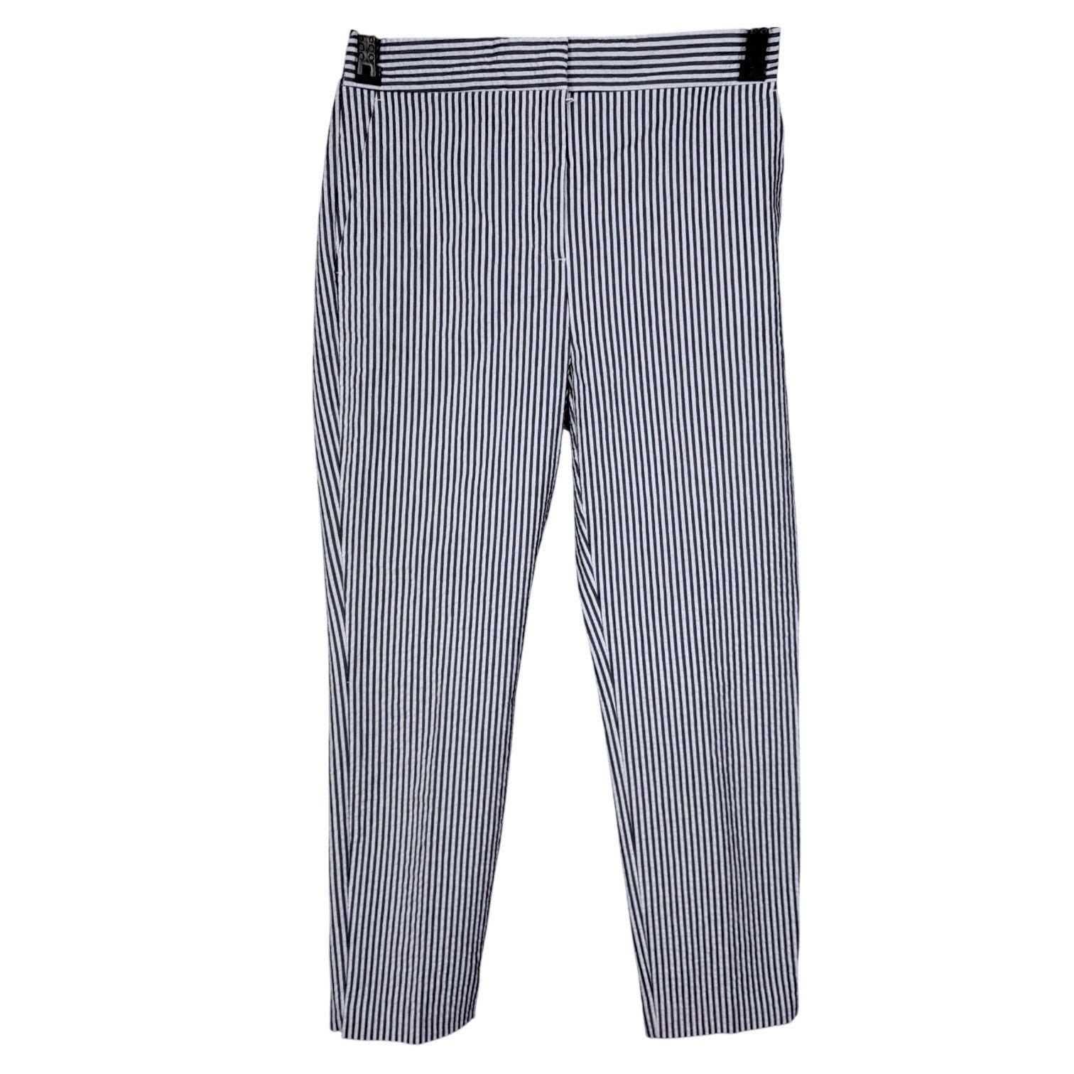 Zara Zara Womens Seersucker Blue White Striped Stretch Straight L Size 30" / US 8 / IT 44 - 8 Thumbnail