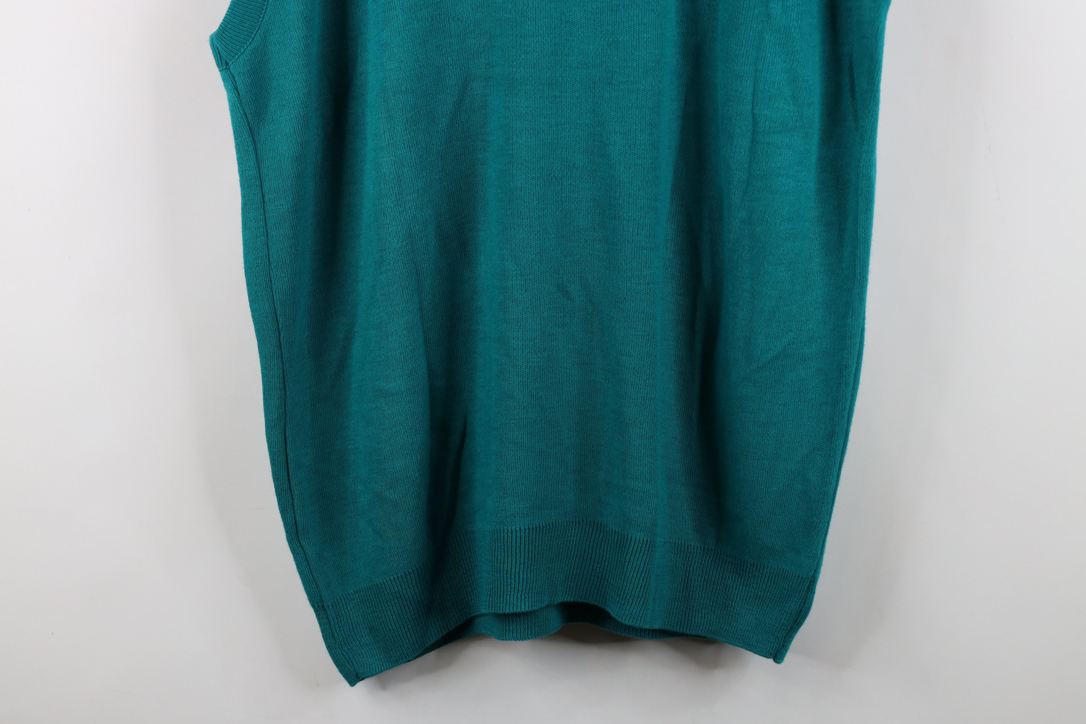 Vintage Vintage 90s Streetwear Knit V-Neck Sweater Vest Teal USA Size US XXL / EU 58 / 5 - 11 Thumbnail