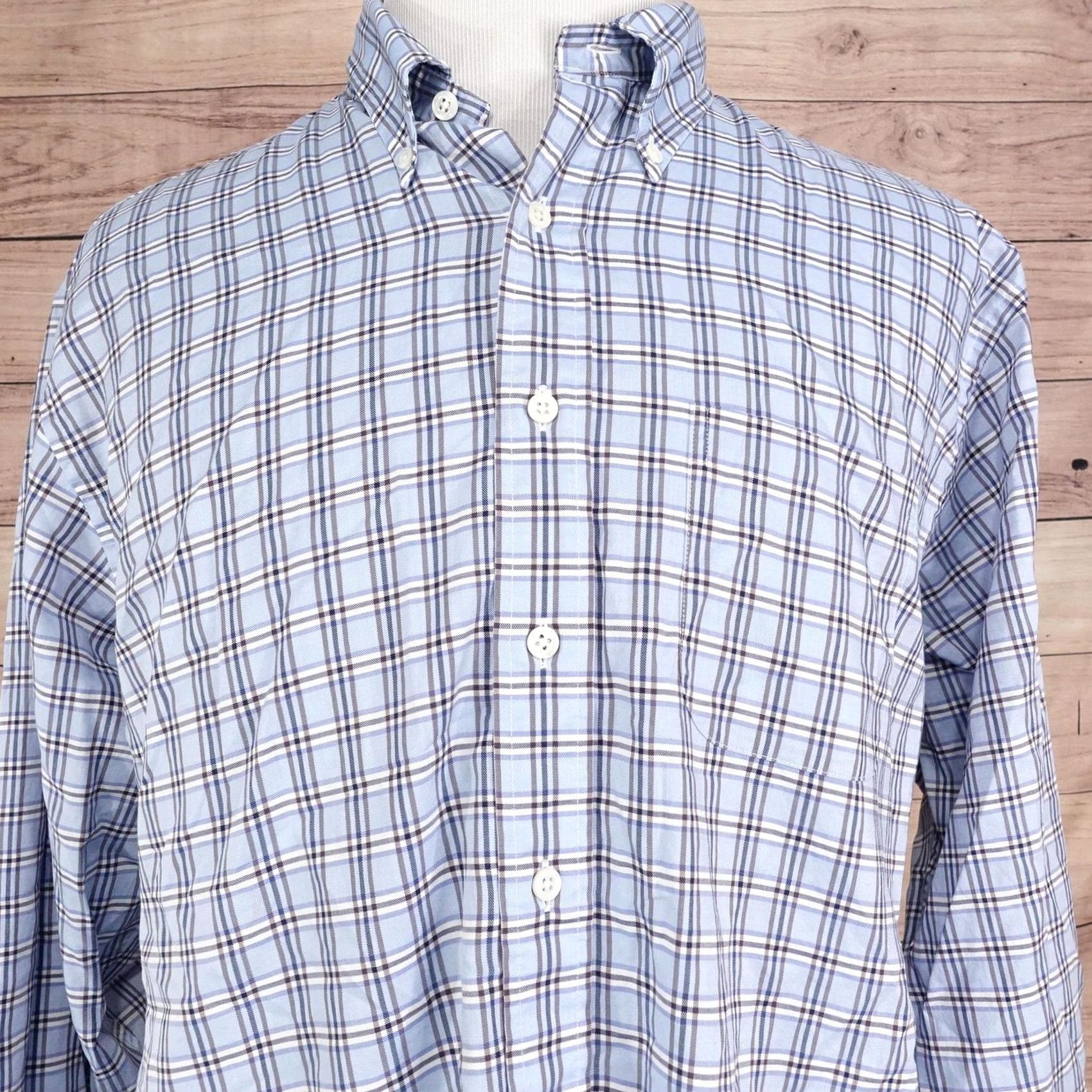 Brooks Brothers Brooks Brothers Country Club Shirt Mens XL Blue Plaid Long Sleeve Button-Up Size US XL / EU 56 / 4 - 2 Thumbnail