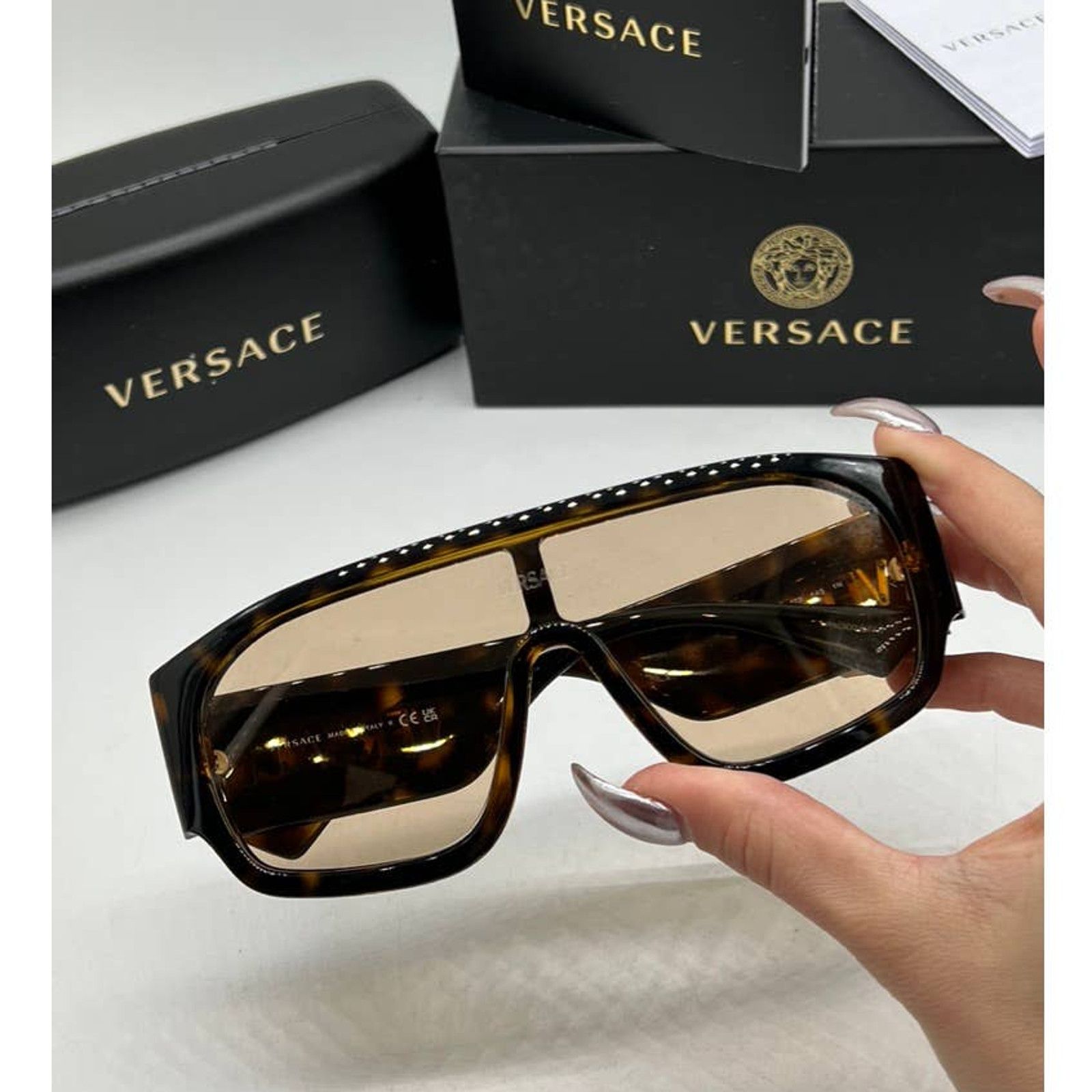 Versace NEW Versace VE4439 Mask Sunglasses in Brown Size ONE SIZE - 4 Thumbnail