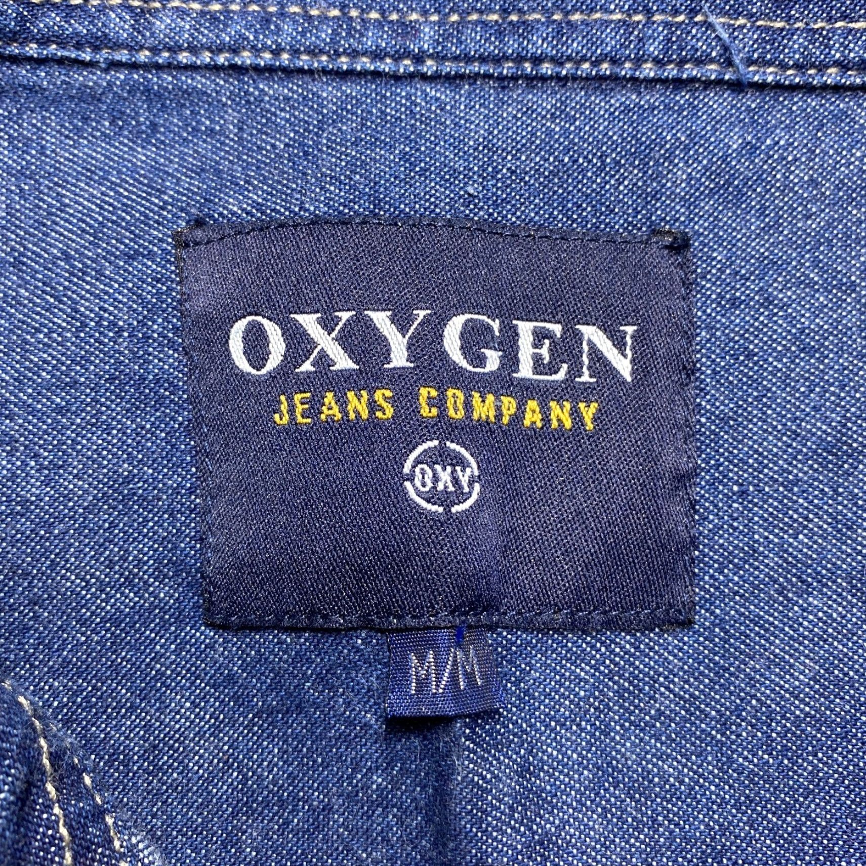 Denime VINTAGE Oxygen Jeans Company Denim Shirt Men Medium Blue Short Sleeve Button Down Pocket Size US M / EU 48-50 / 2 - 6 Thumbnail