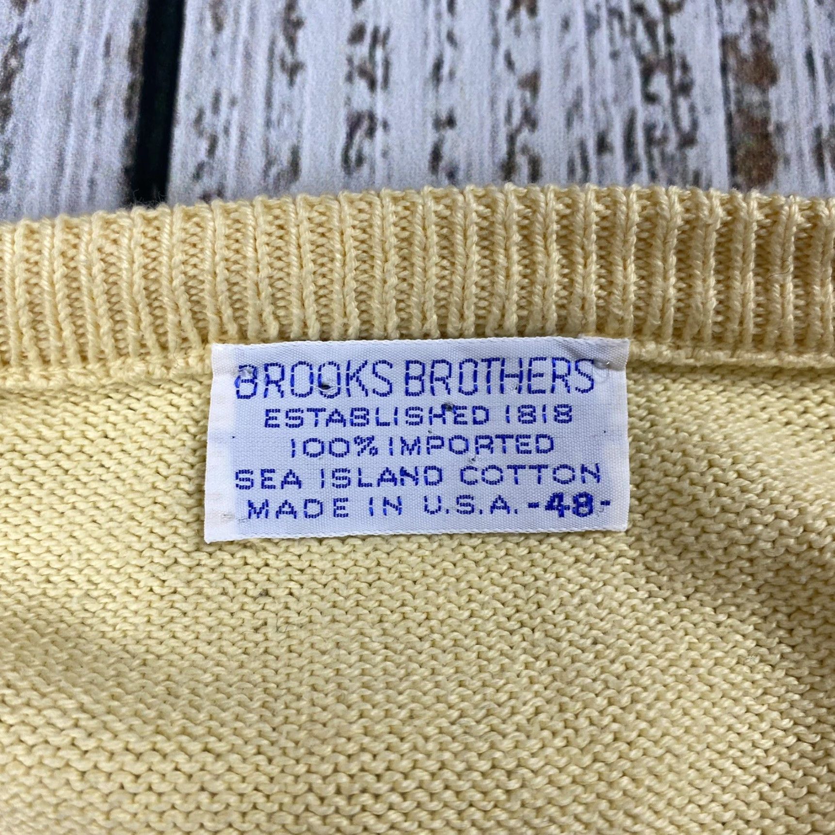Brooks Brothers VINTAGE Brooks Brothers Sea Island Cotton Sweater Pullover 2XL Yellow 80s Mens Size US XXL / EU 58 / 5 - 2 Thumbnail