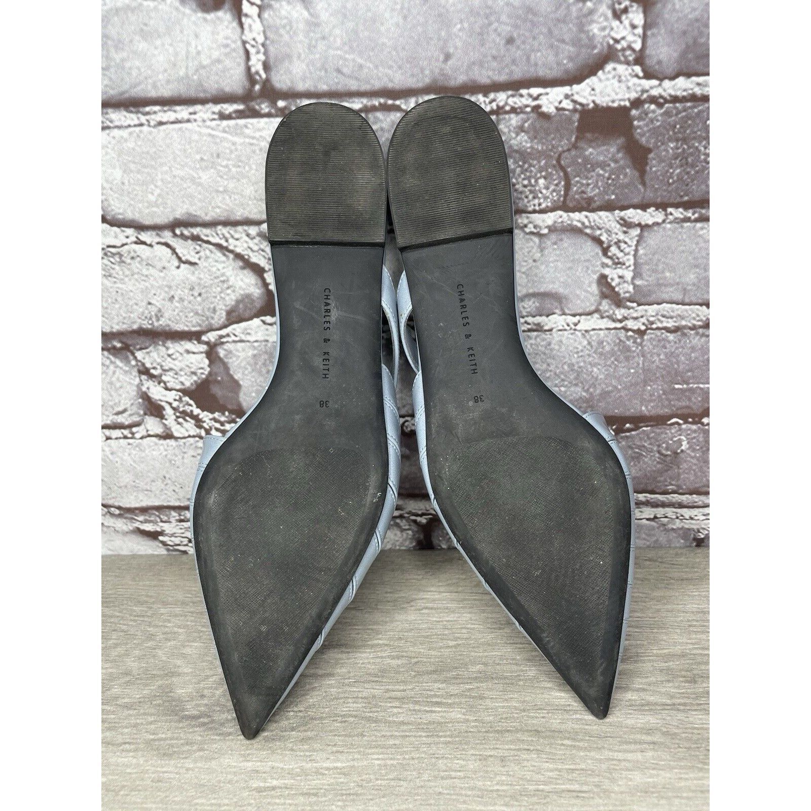 Other Charles Keith Blue Leather Pointed Toe Flats Mules Shoes Wom Size US 7.5 / IT 37.5 - 13 Thumbnail
