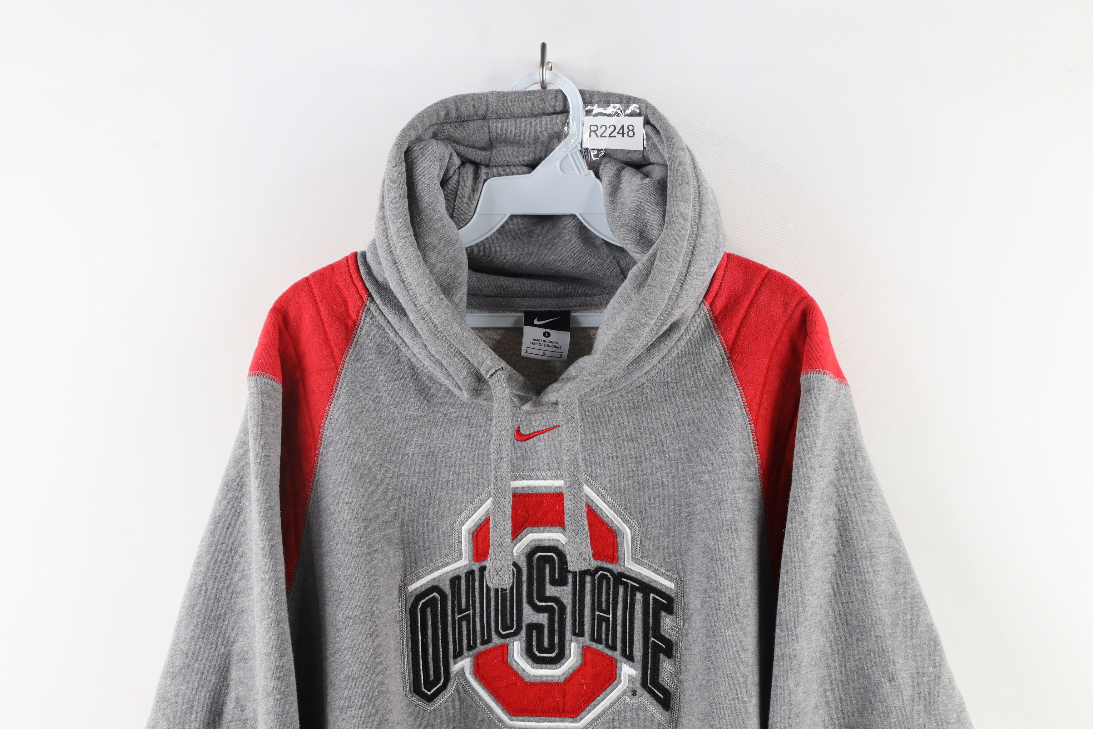 Nike × Vintage Vintage Nike Center Swoosh Ohio State University Hoodie Gray Size US L / EU 52-54 / 3 - 2 Thumbnail