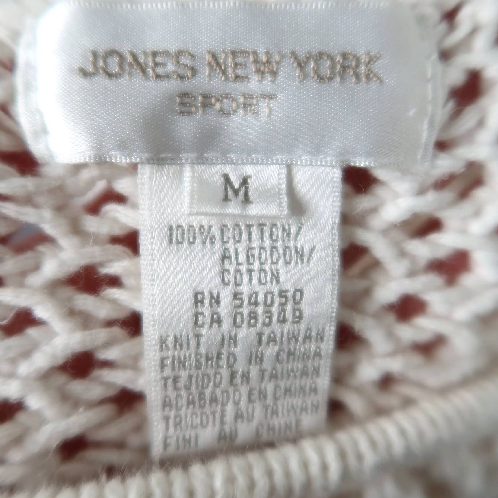 Jones New York VINTAGE 90s Jones New York Cream Open Knit Crochet Sweater M Cotton Casual Womens Size M / US 6-8 / IT 42-44 - 6 Thumbnail