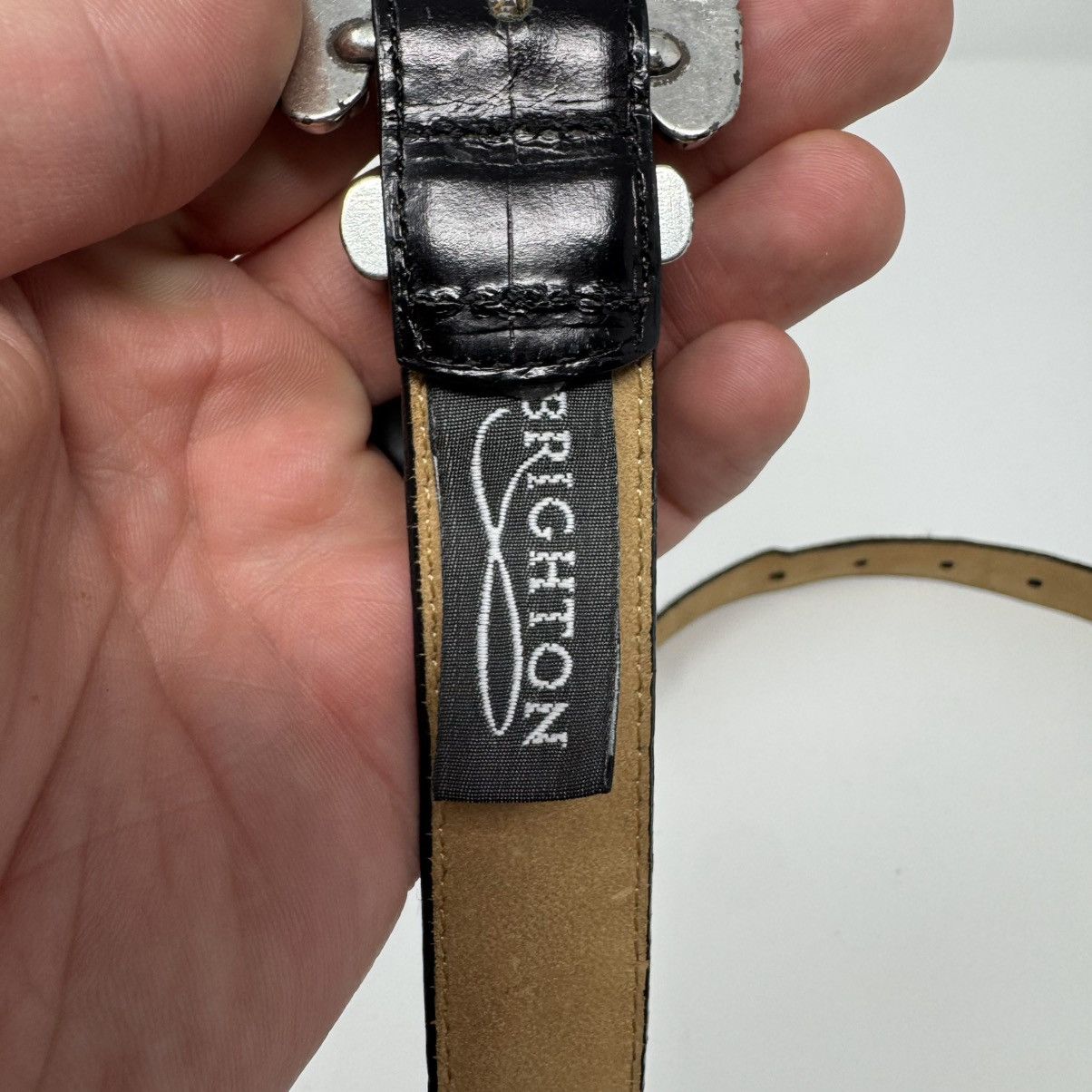 Brighton Brighton Black Croc Embossed Silver Buckle Belt Women's L Size ONE SIZE - 4 Thumbnail