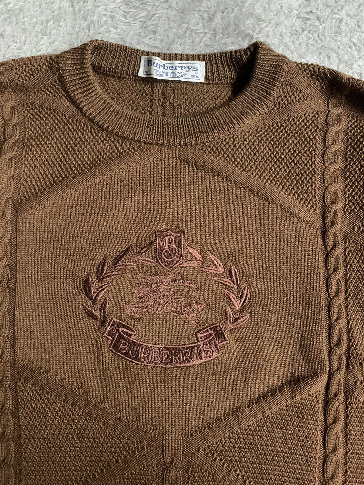 Burberry Vintage 90s Rare Colour Burberrys Cable knit Sweater Size US L / EU 52-54 / 3 - 2 Thumbnail