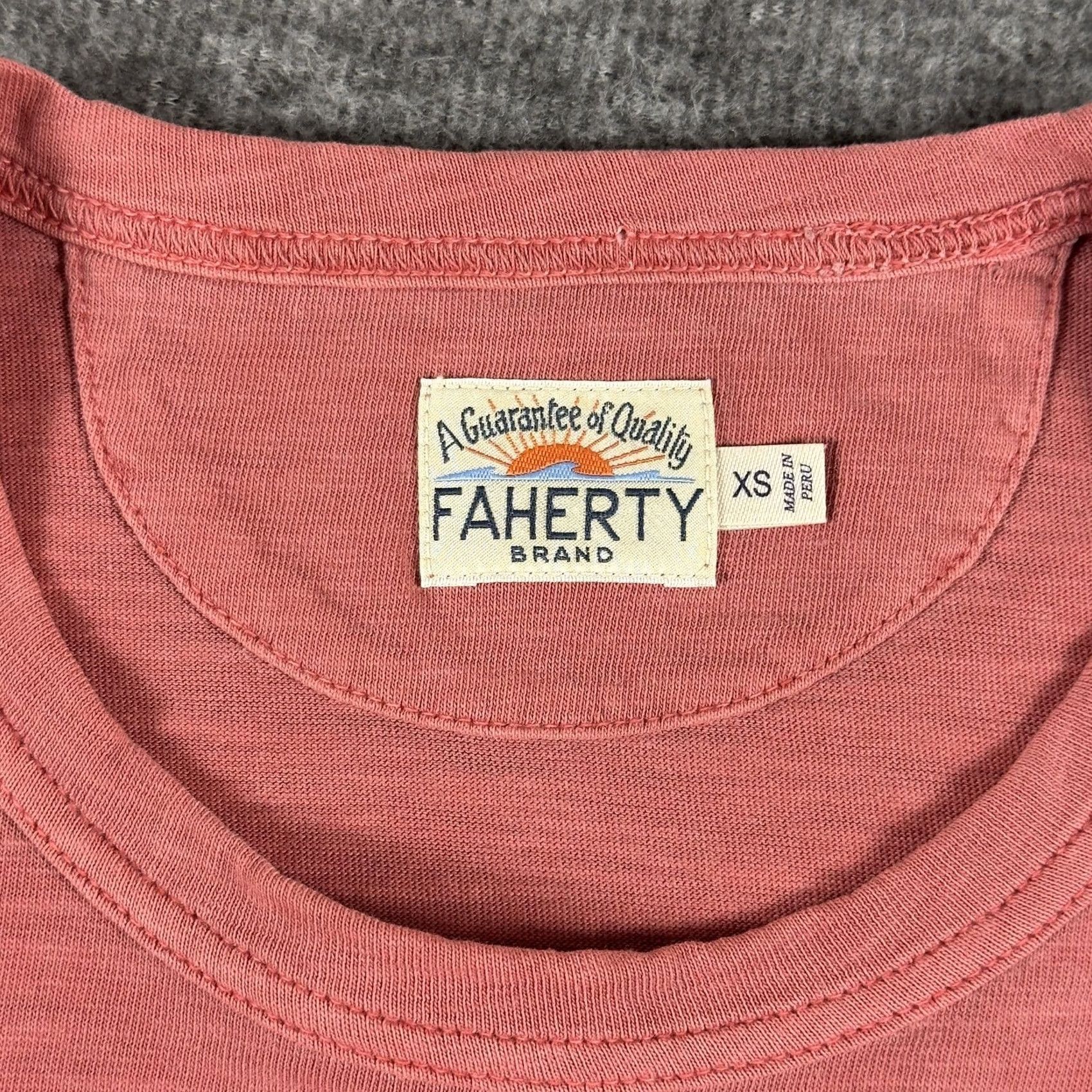 Faherty Faherty Shirt Mens XS Pink Cotton Pocket Crewneck Tee T-Shirt Soft Casual Size US XS / EU 42 / 0 - 2 Thumbnail