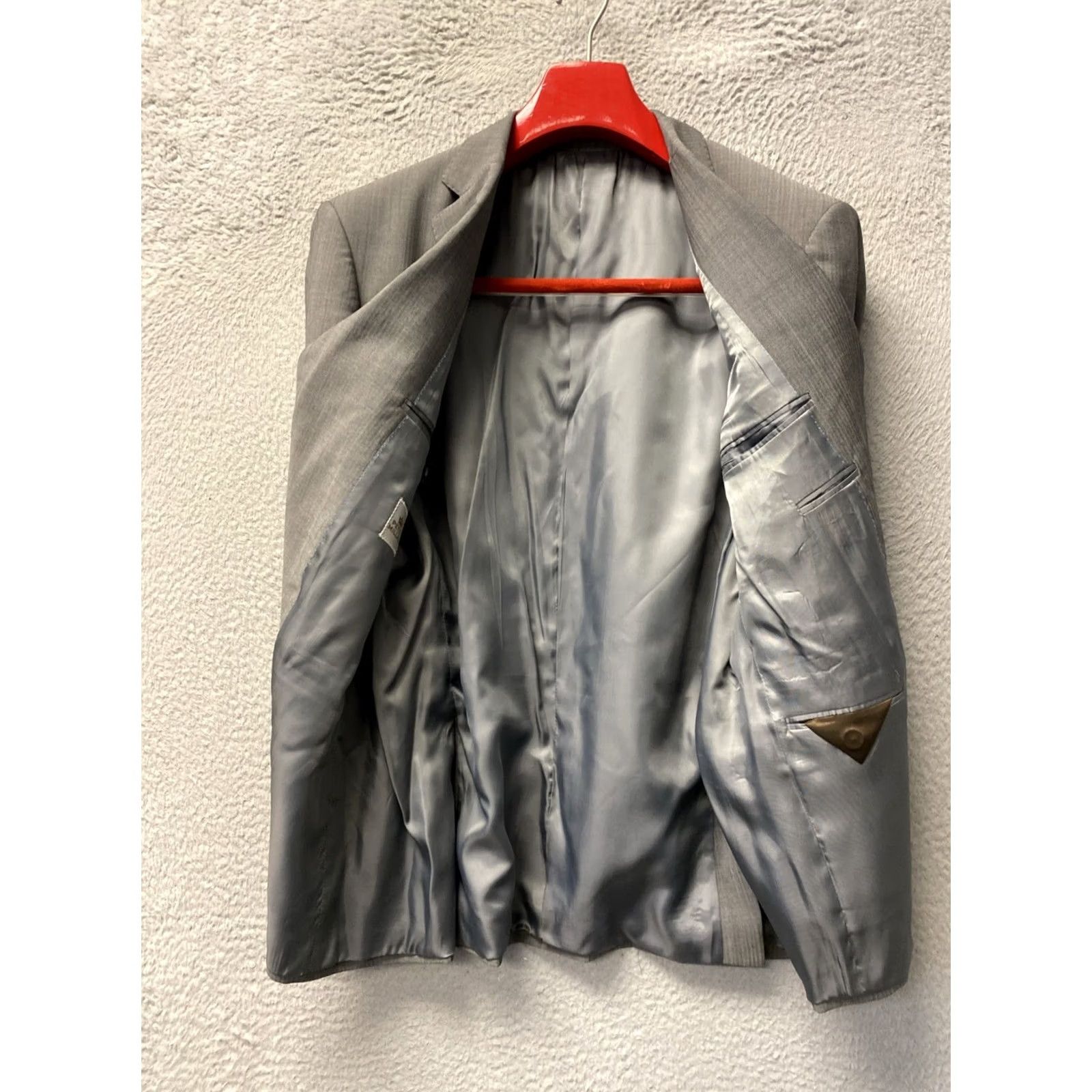 Peter Millar Peter Millar Crown Crafted Blazer Jacket Men’s 44S Gray Herringbone Wool Sport Coat Notch Lapel Two-Button Front Regular Fit Casual Mens Size 44R - 7 Thumbnail