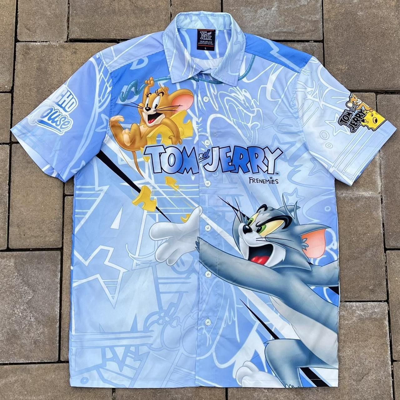 Vintage Vintage Y2K Tom and Jerry Cartoon Button Front Shirt Size US L / EU 52-54 / 3 - 1 Thumbnail