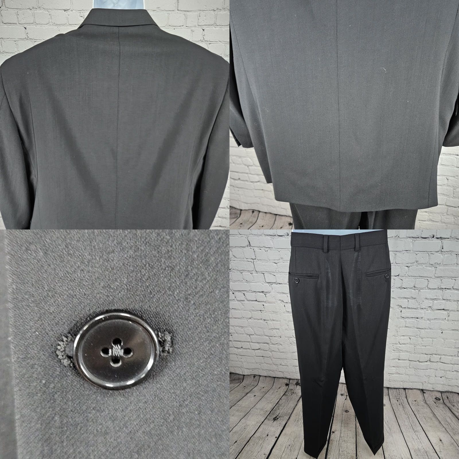 Joseph Abboud VINTAGE Joseph Abboud Black Wool Blend Full Suit 2 Piece 3 Button US 40R 32x31 Mens Professional Formal Size 40R - 9 Thumbnail