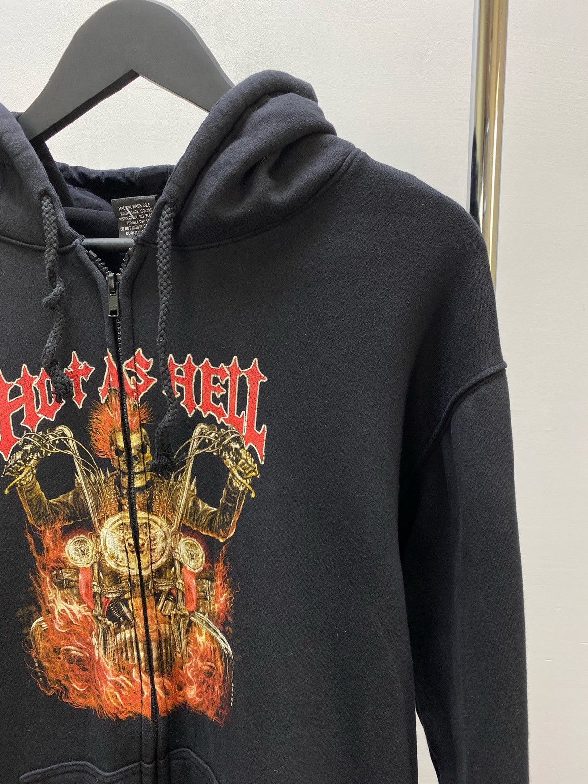 Japanese Brand × Vintage Vintage Y2K Hot AS Hell Burning Skeleton Rider Hoodie Size US L / EU 52-54 / 3 - 7 Thumbnail