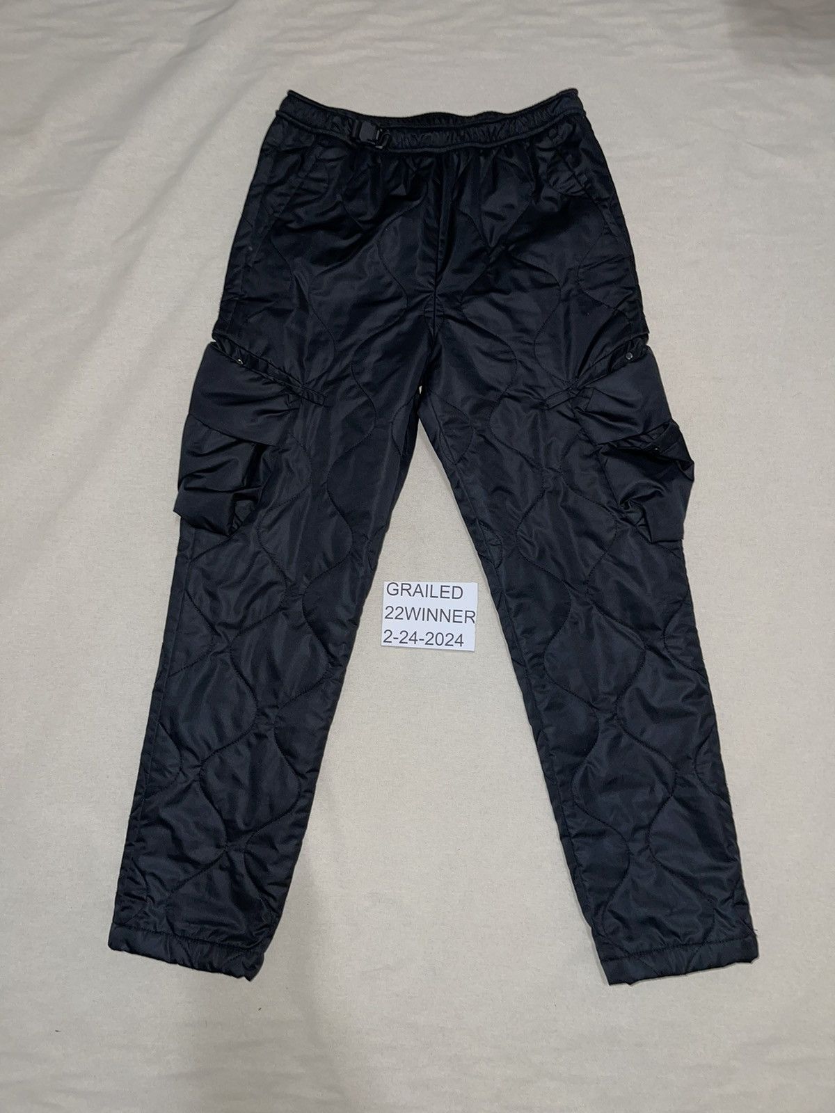 image of Wooyoungmi Quilted Nylon Cargo Pants in Black, Men's (Size 31)