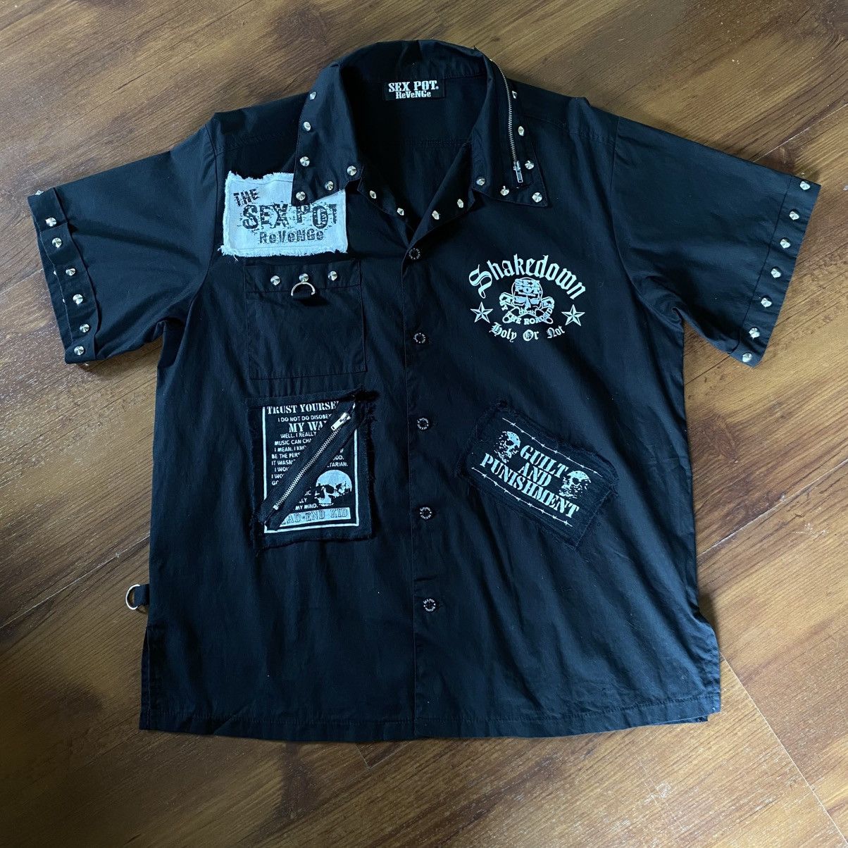 Sex Pot ReVeNGe SEX POT ReVeNGe Y2K Punk Black Studded Punk Patch Shirt Size US M / EU 48-50 / 2 - 21 Thumbnail