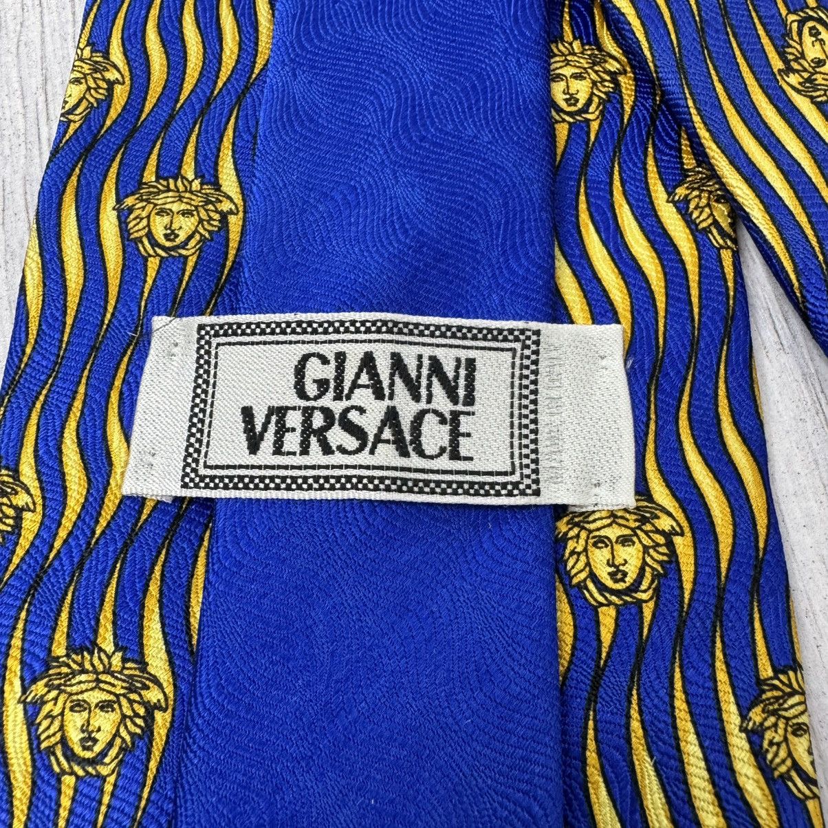 Versace Sensational GIANNI VERSACE Gold Medusa Spirals Navy Silk Tie Size ONE SIZE - 13 Thumbnail