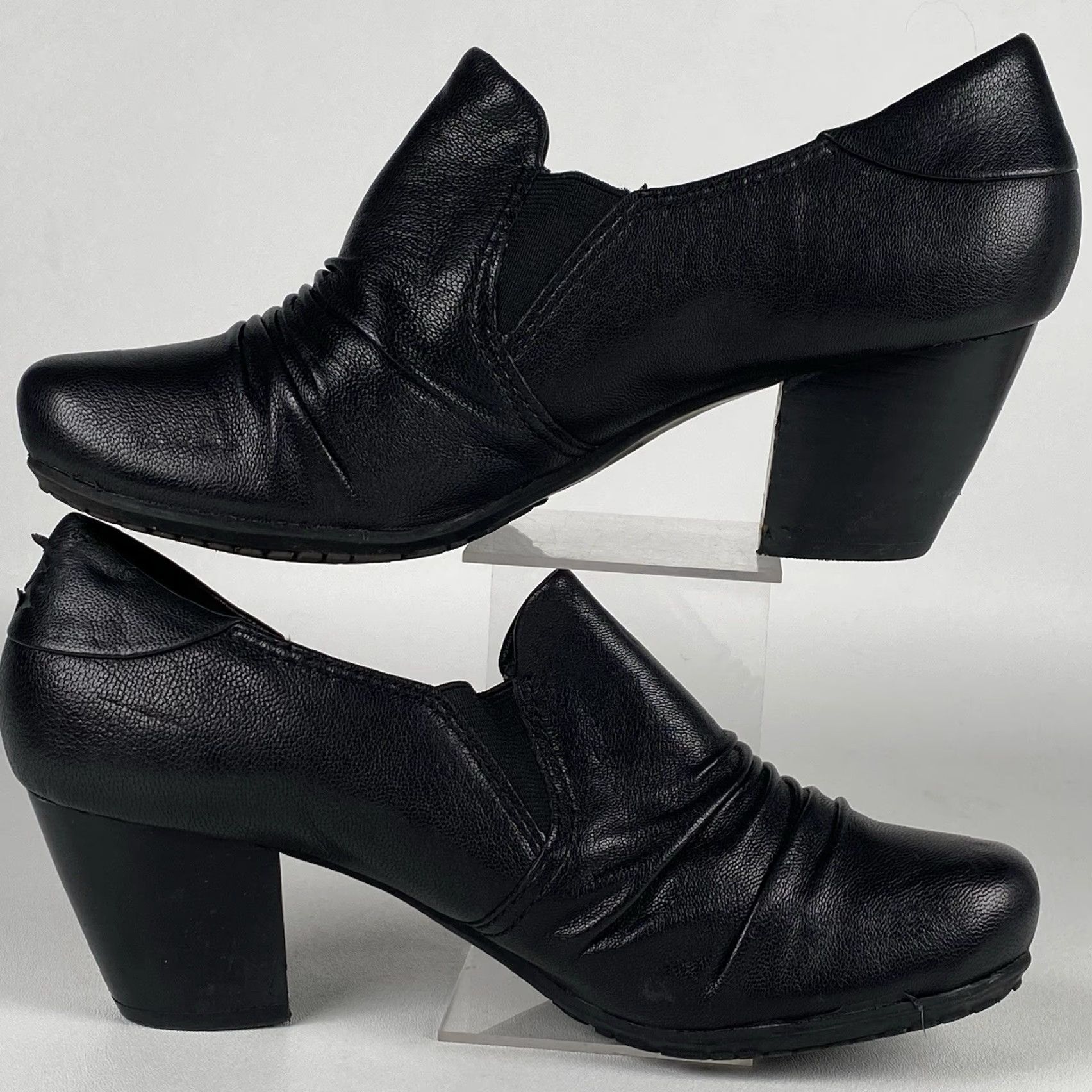 Vintage Womens Baretraps Pump Black Leather Slip On 8.5 M Round Toe Block Heel Cushioned Comfort Shoes Size US 7 / IT 37 - 4 Thumbnail