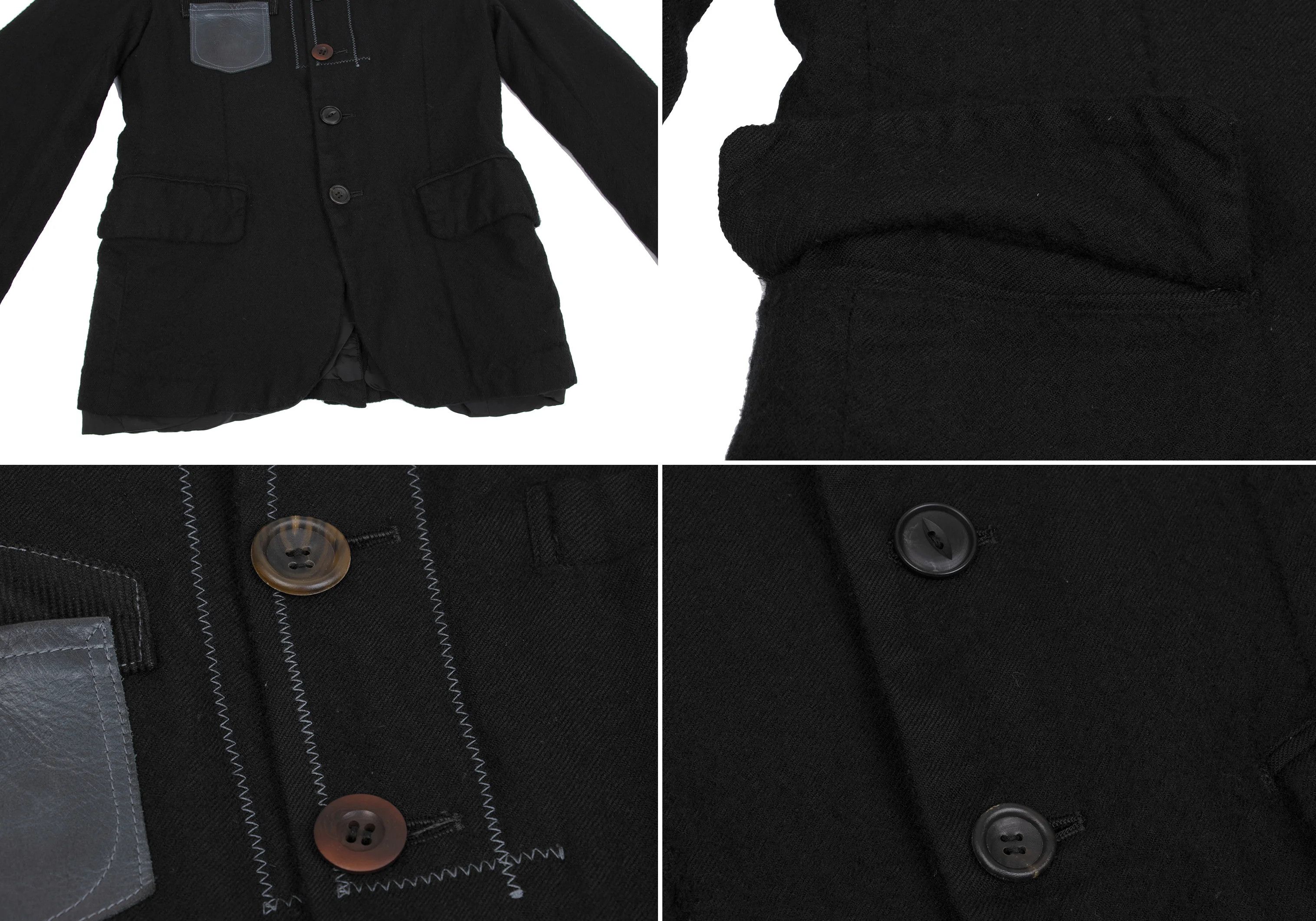 Junya Watanabe Wool Felted Leather Pocket Jacket in Black, Size XS Size US XS / EU 42 / 0 - 10 Thumbnail