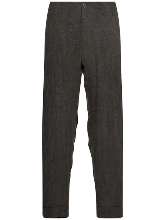 o1lsvrm0525 Slim Fit Linen Pants in Black/White
