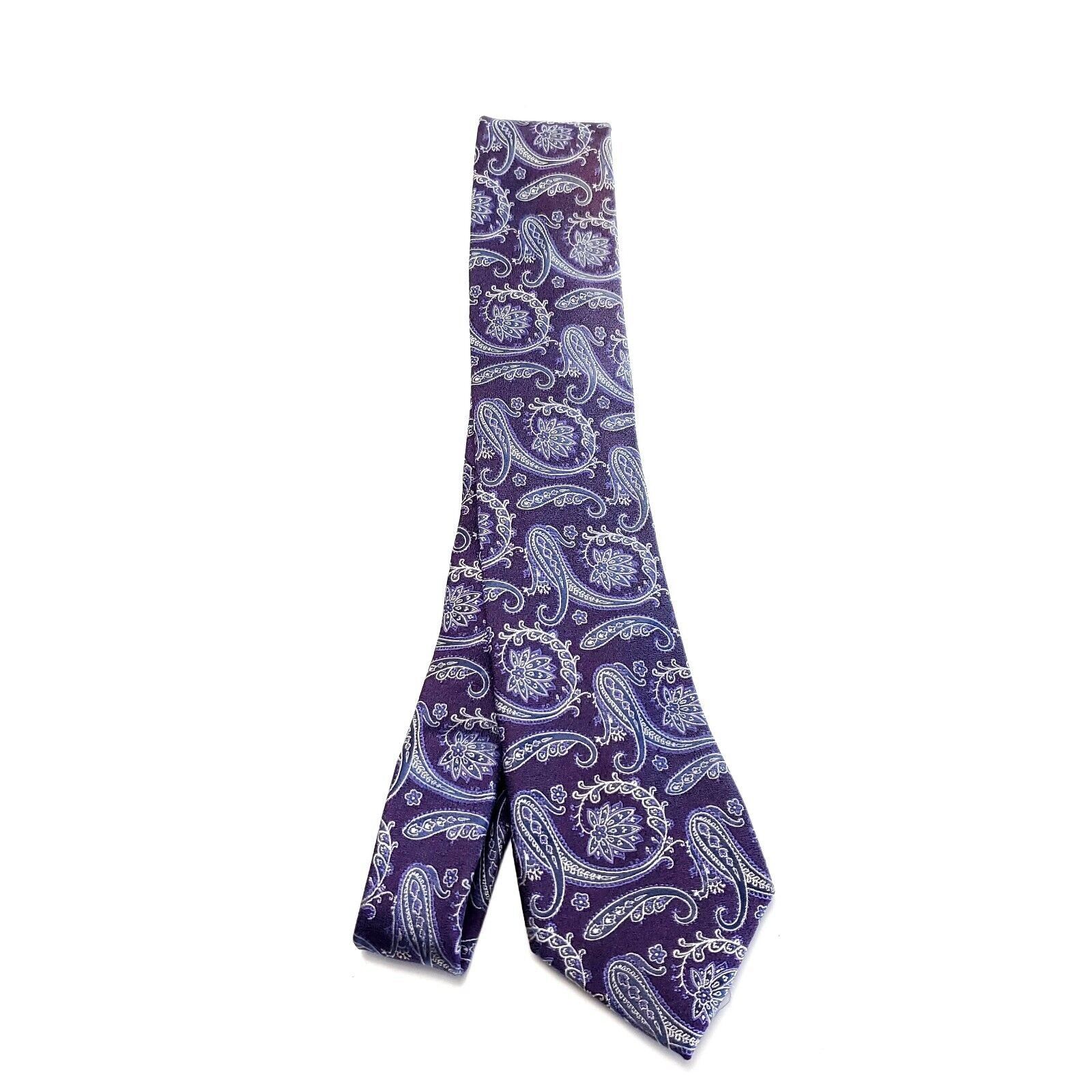 Joseph Abboud Joseph Abboud Purple Silk Tie Woven Skinny Paisley Floral Size ONE SIZE - 6 Thumbnail