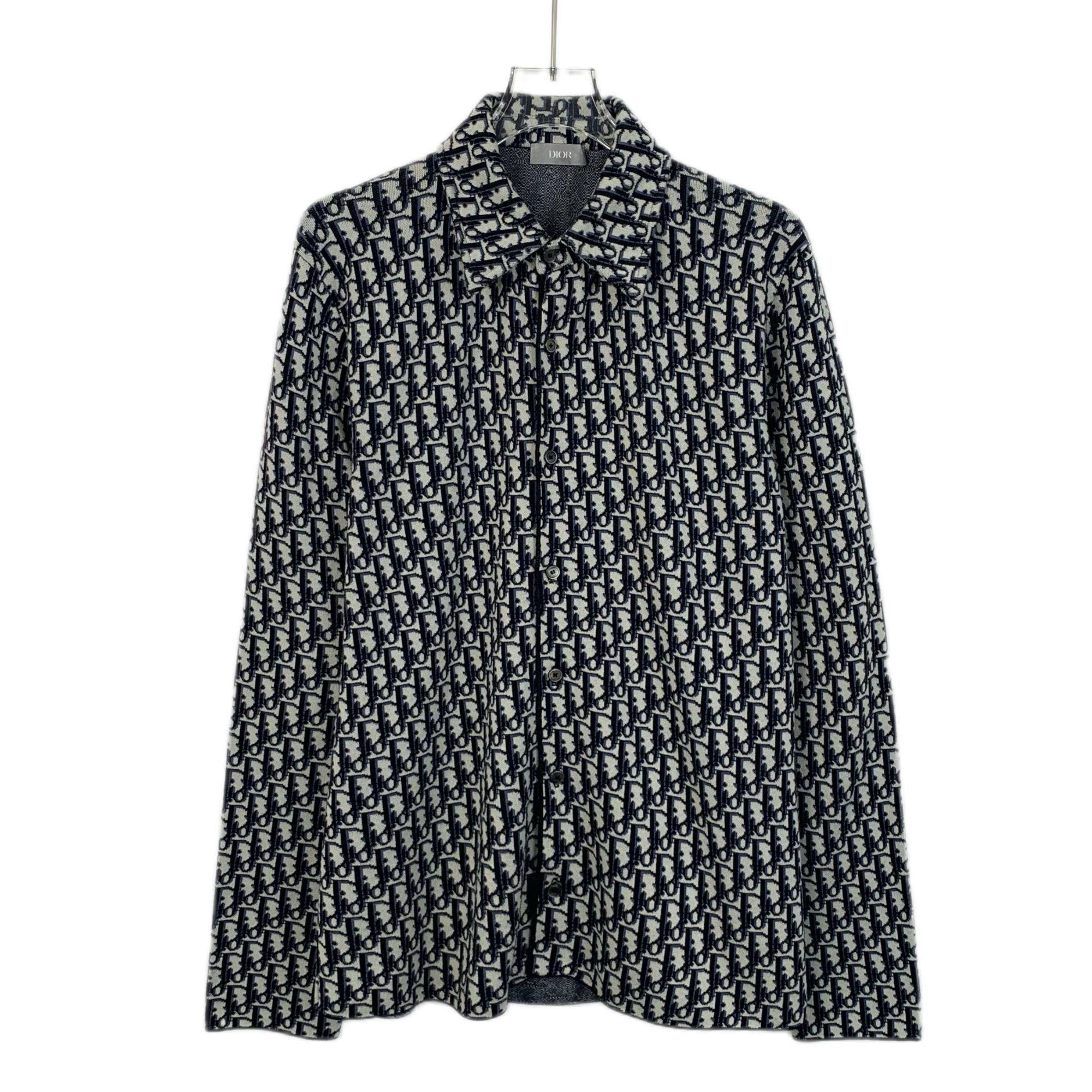 Dior Christian Dior Monogram Button-Up Shirt XS Navy/White Knit W Size XS / US 0-2 / IT 36-38 - 1 Thumbnail