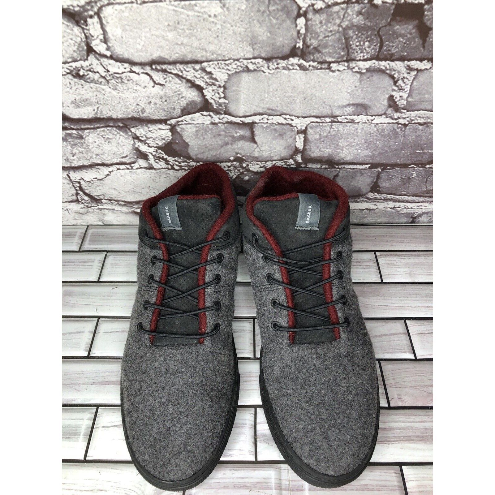 Other Baabuk Sky Wooler Gray High Top Wool Fabric Sneakers Shoes M Size US 9 / EU 42 - 11 Thumbnail