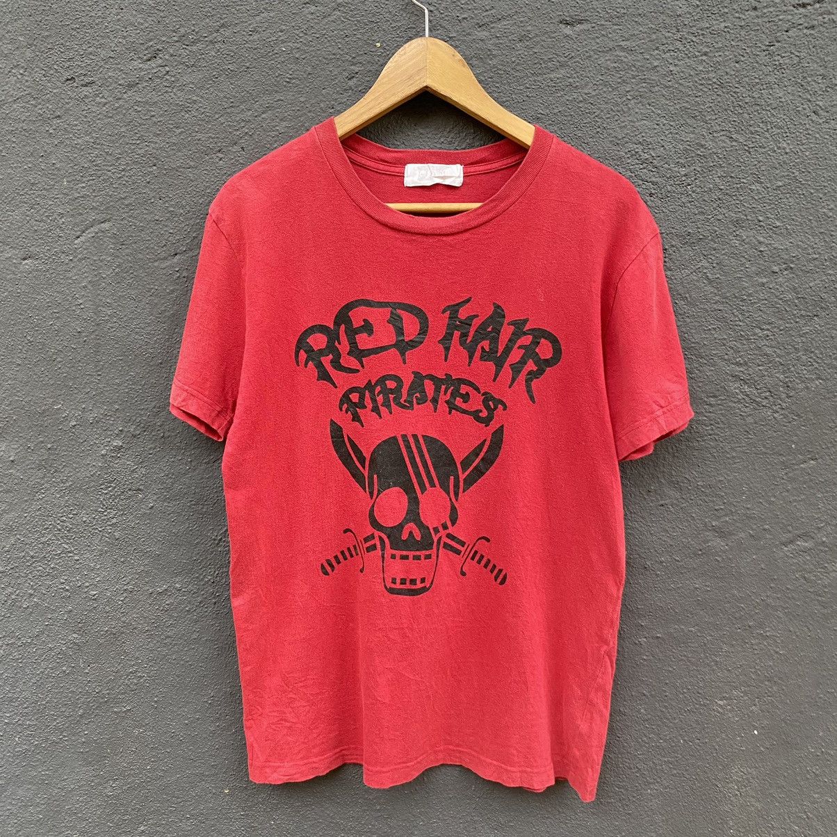image of Anima x One Piece Thrashed Faded Red Hair Pirates One Piece Japanese Anime Tee, Men's (Size Large)
