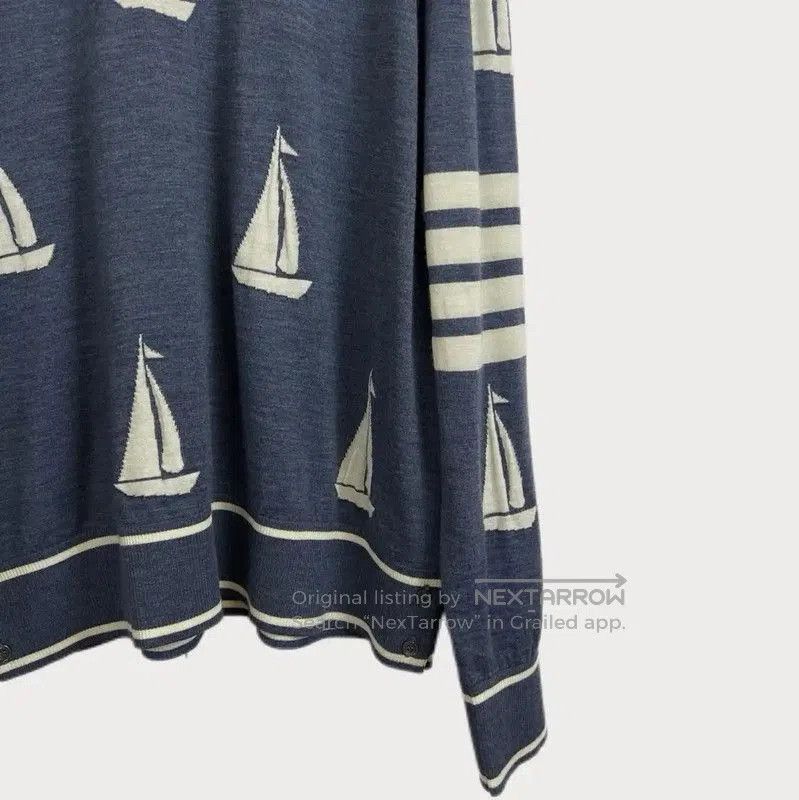 Thom Browne Thom Browne Blue Cotton Long Sleeve Pullover Sweater . Size XL / US 12-14 / IT 48-50 - 4 Thumbnail