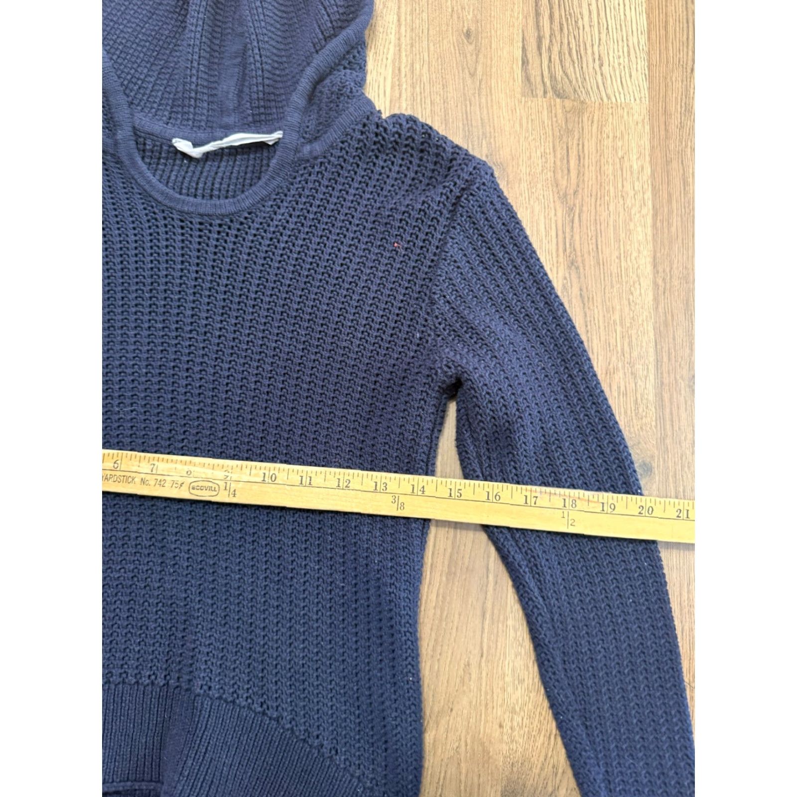 Athleta Athleta Sweater Womens XS Blue Pullover Hooded V-neck Ribbed Knit Shirt Size XS / US 0-2 / IT 36-38 - 6 Thumbnail