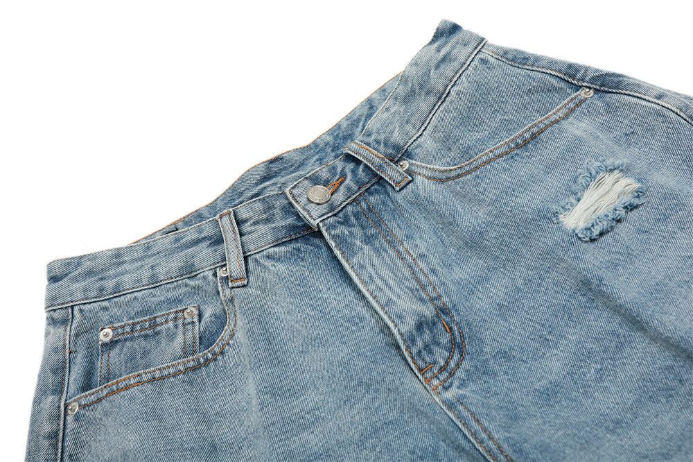 Japanese Brand × Jean Men's irregular distressed heavy washed ripped denim shorts Size US 32 / EU 48 - 4 Thumbnail