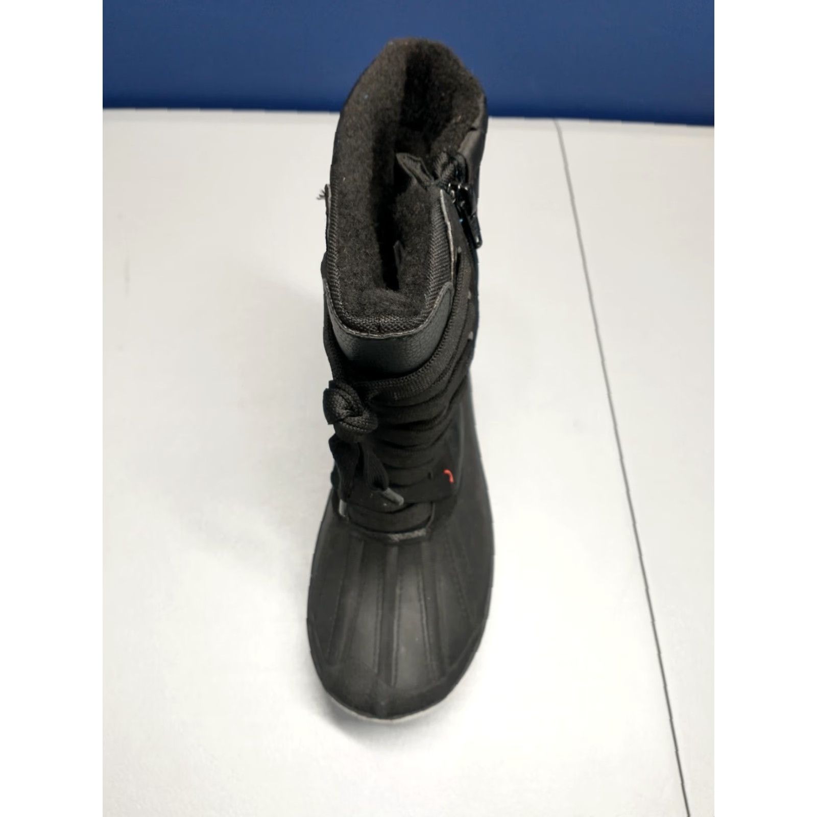 Pajar Womens Size 5 Black Duck Boots Rubber Sole Lace Up Front Zipper Round Toe Winter Casual Waterproof Faux Fur Lining Boots