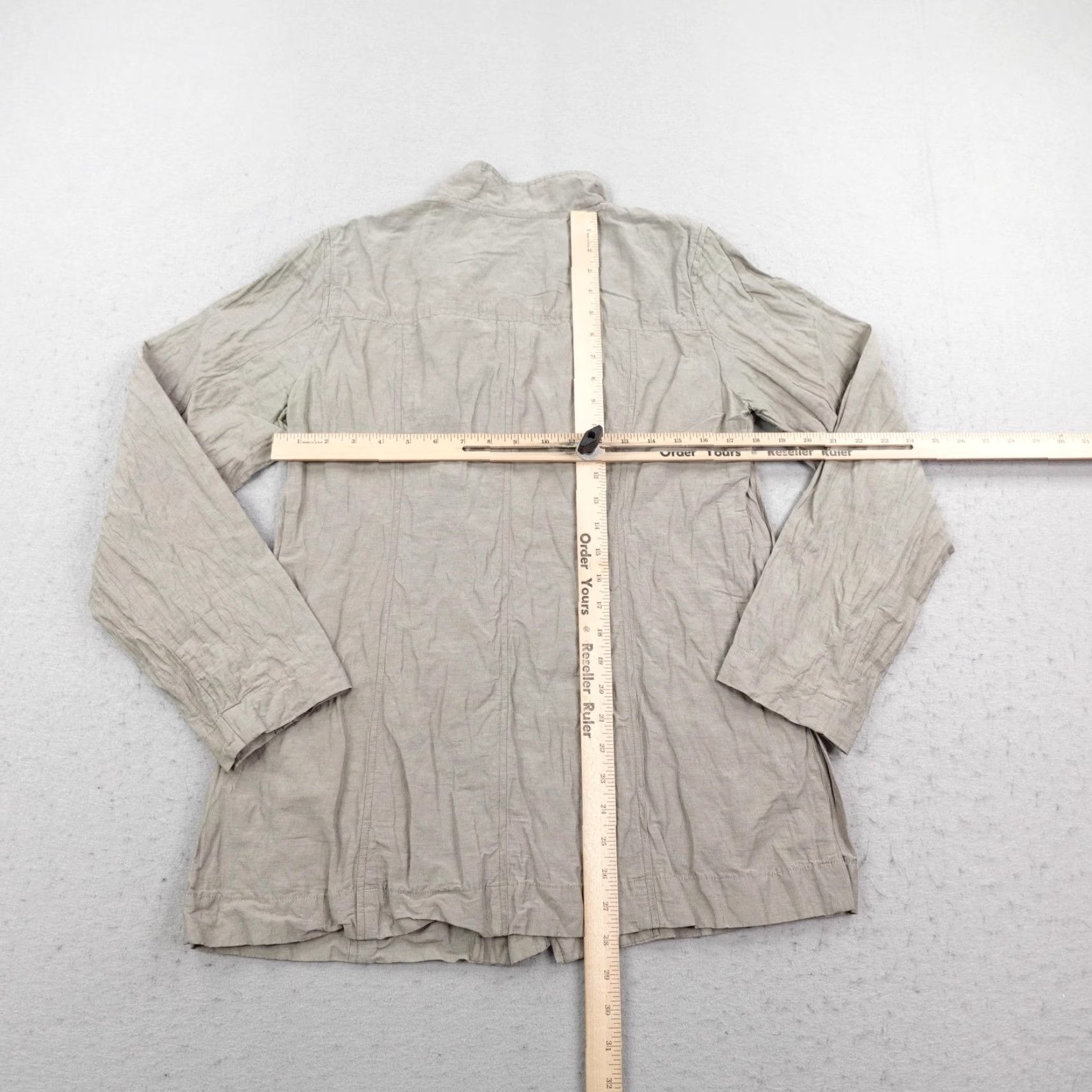 Eileen Fisher Eileen Fisher Jacket Womens M Gray Asymmetrical Full Zip Lightweight Collared Pockets Mid-Length Size M / US 6-8 / IT 42-44 - 5 Thumbnail
