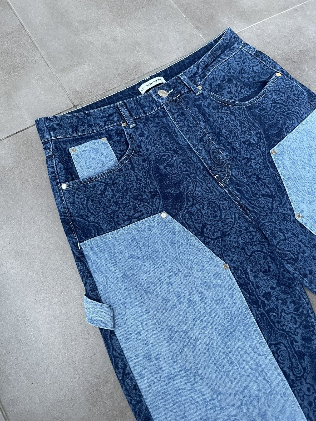 Les Benjamins !DS! SS23 Les Benjamins Horse Paisley Navy Denim Pants Size US 34 / EU 50 - 12 Thumbnail