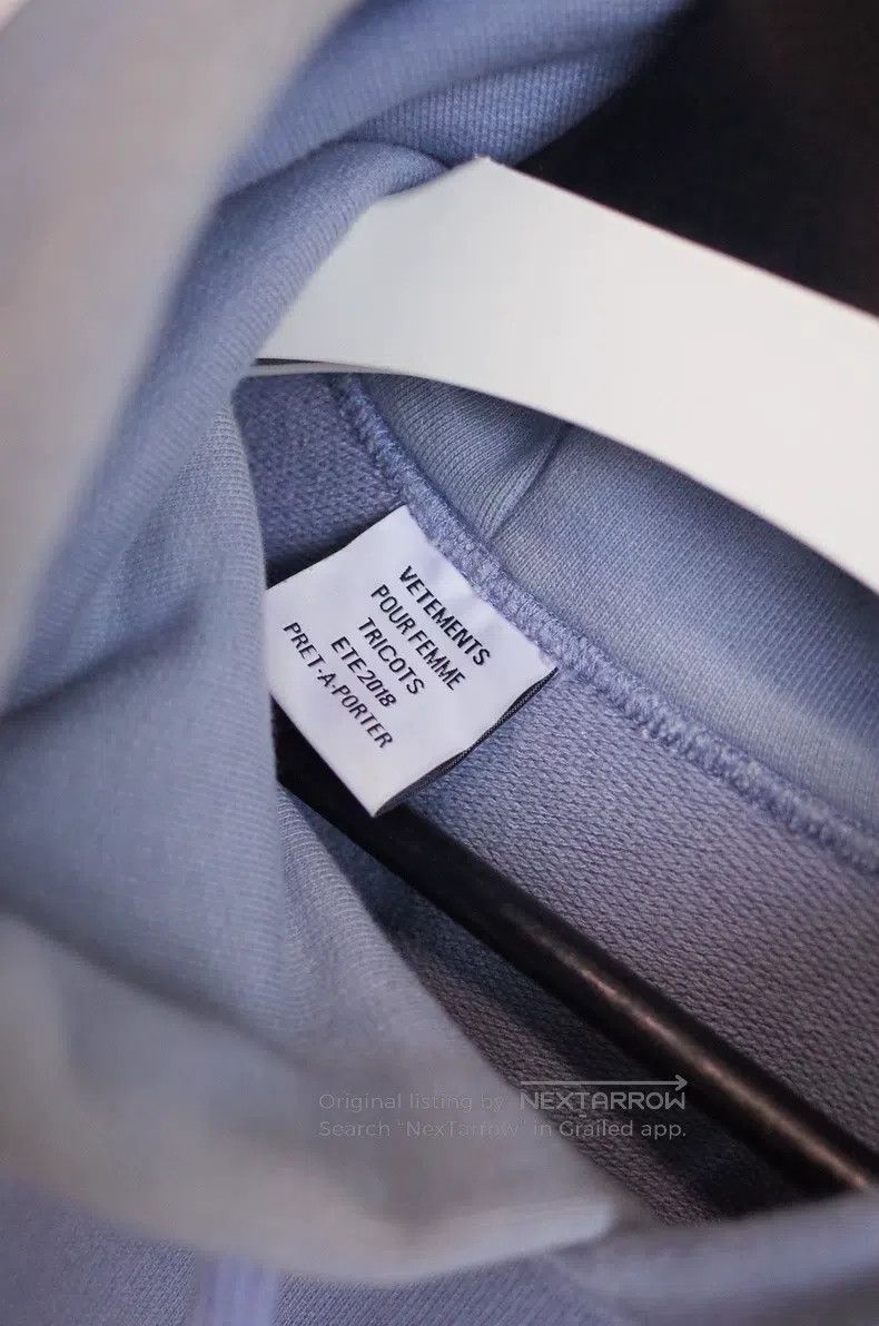 Vetements Vetements Misty Blue Off-Shoulder Hoodie Size US S / EU 44-46 / 1 - 4 Thumbnail