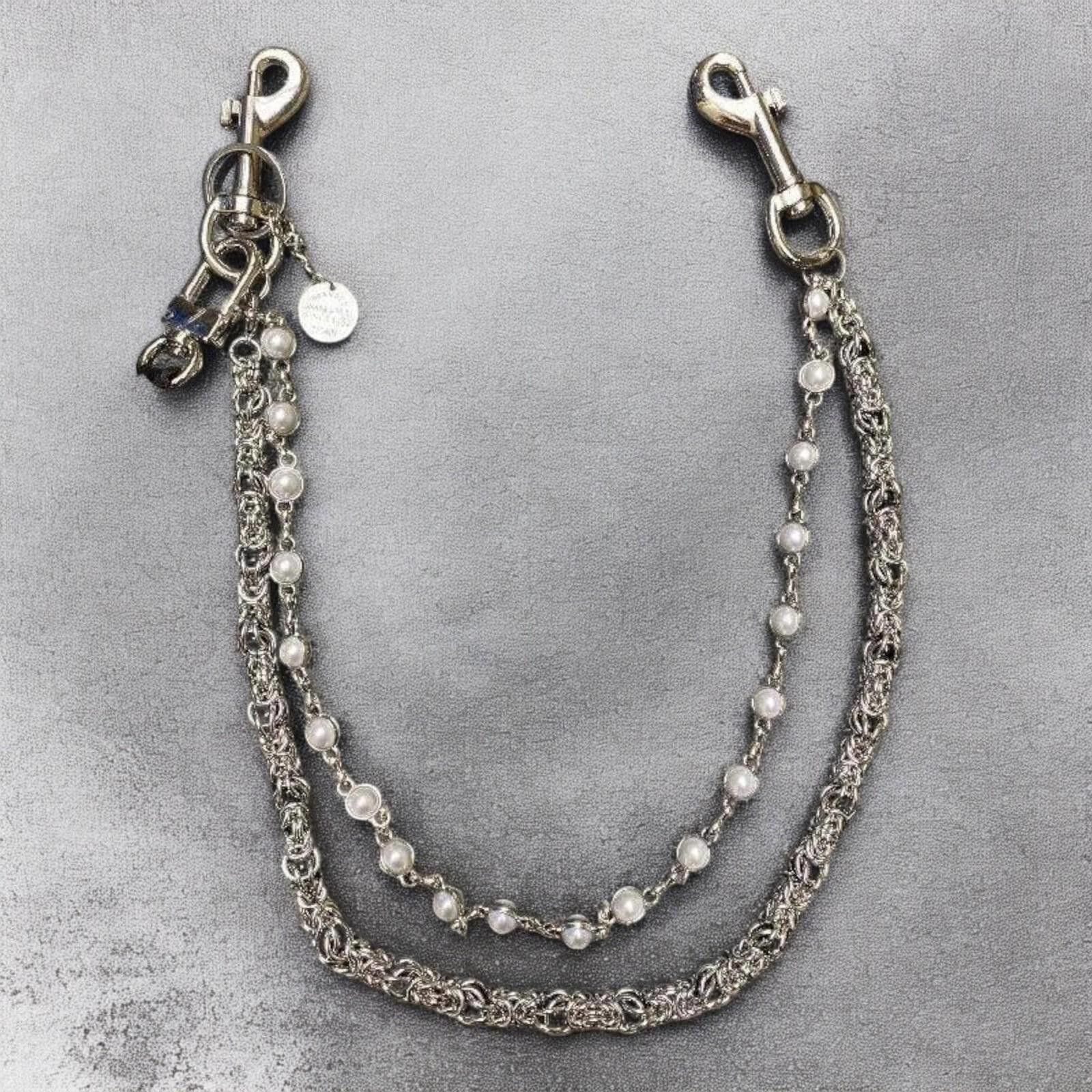 Jewelry Double Layered Pearl Wallet Chain, Keychain for Jeans Size ONE SIZE - 6 Thumbnail