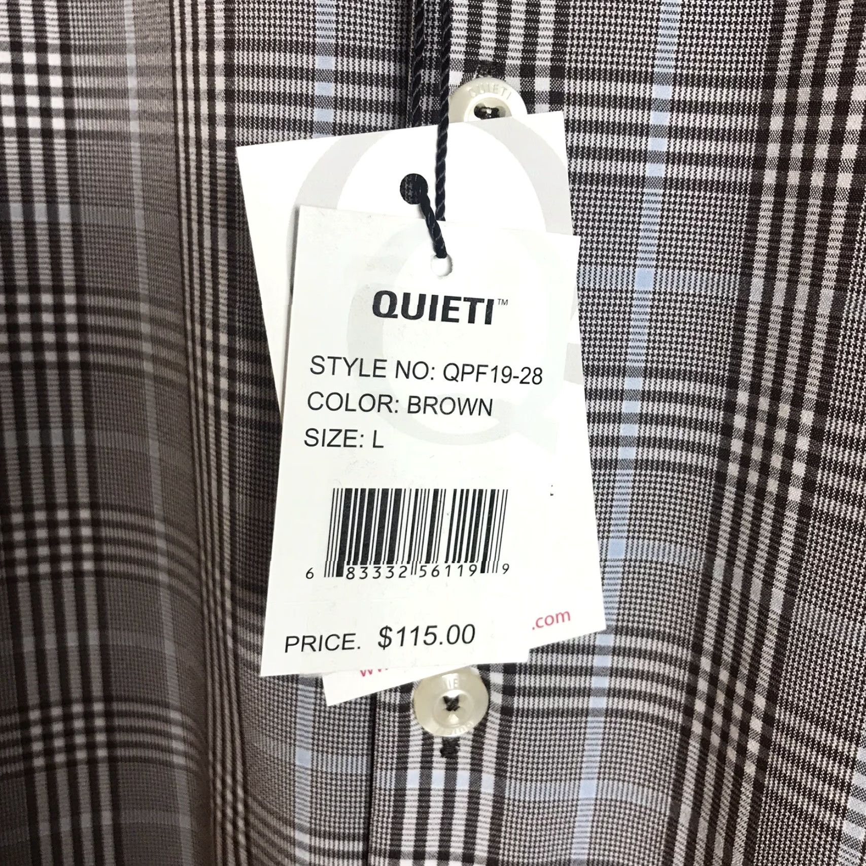 Vintage Quieti Shirt Men Large Brown Glen Plaid Performance 4-Way Stretch No Iron Moisture Wicking Wrinkle Free Button-Up/Long Sleeve Muscular Mens Size US L / EU 52-54 / 3 - 4 Thumbnail