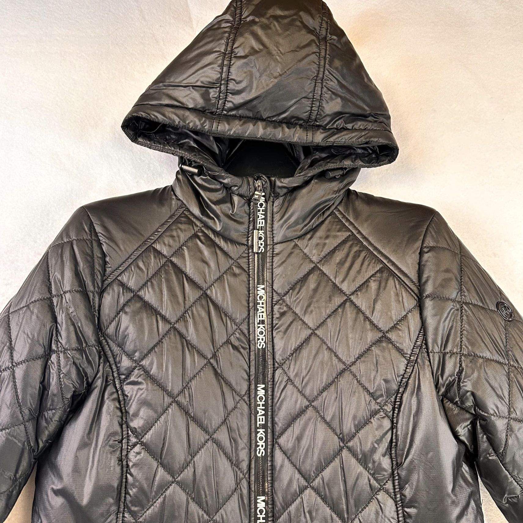 Michael Kors Michael Kors Jacket Womens Small Black Quilted Hooded Zip Drop Tail Size S / US 4 / IT 40 - 2 Thumbnail