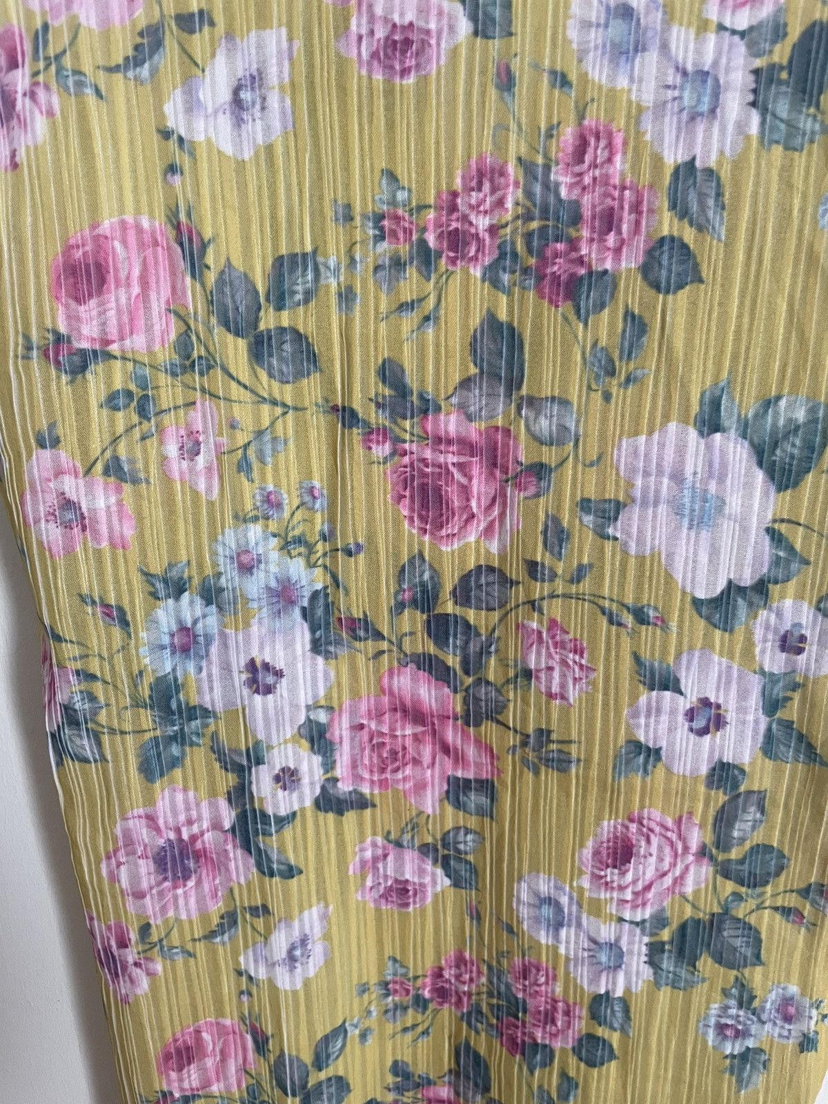 Sisley Sisley Pleated Dress Yellow Floral Size S / US 4 / IT 40 - 3 Thumbnail