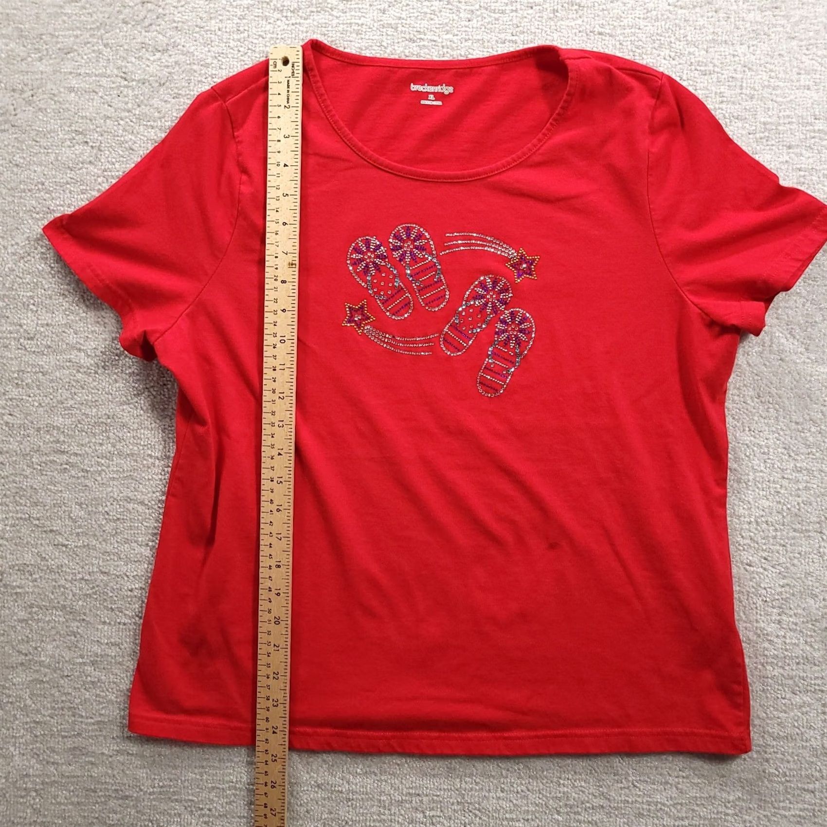 Vintage Breckenridge Womens Embellished Rhinestone Short Sleeve Shirt XL Red Size XL / US 12-14 / IT 48-50 - 5 Thumbnail
