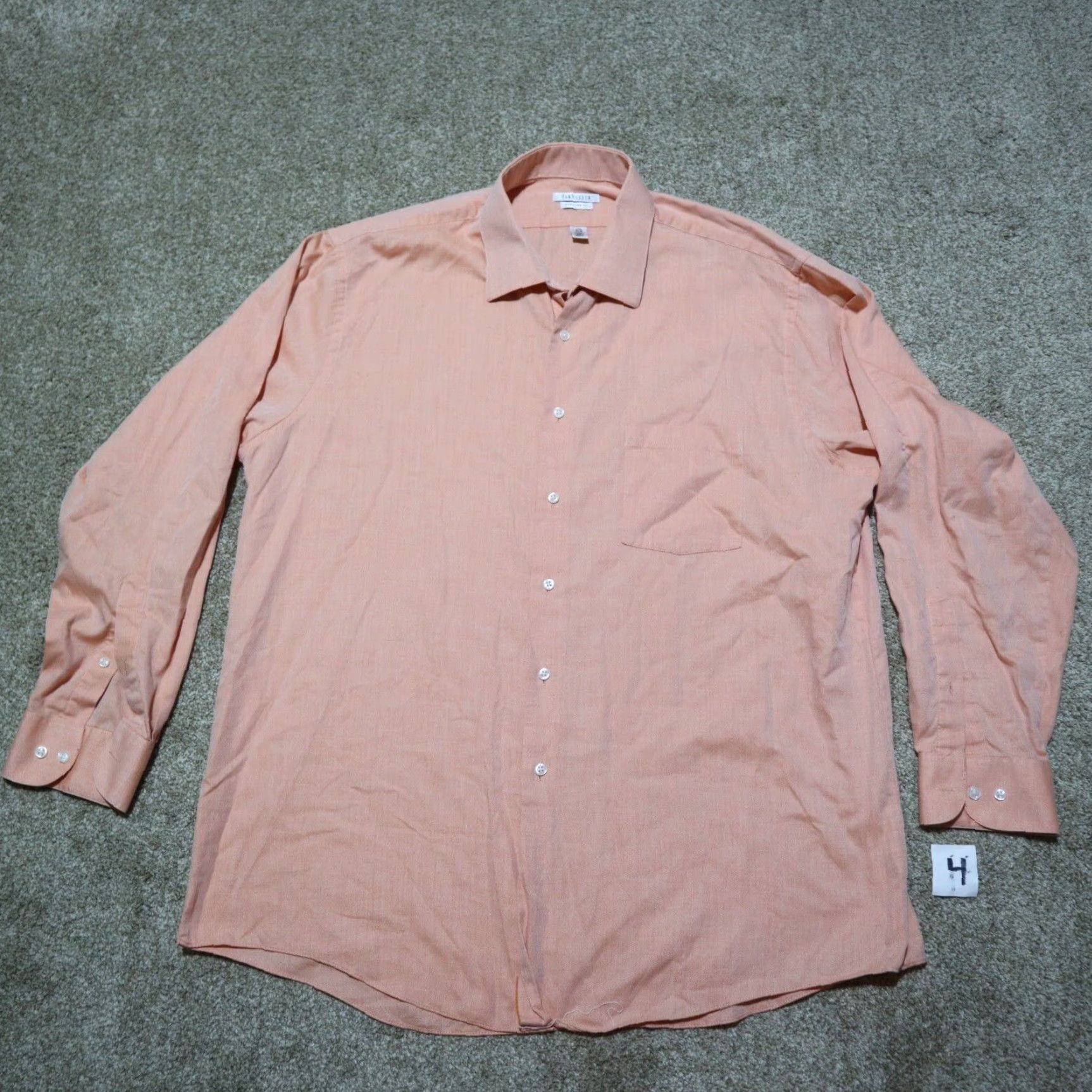Van Heusen Van Heusen Peach Pink Regular Fit Button-Up Shirt Long Sleeve Men Size 16 32/33 Size US L / EU 52-54 / 3 - 2 Thumbnail