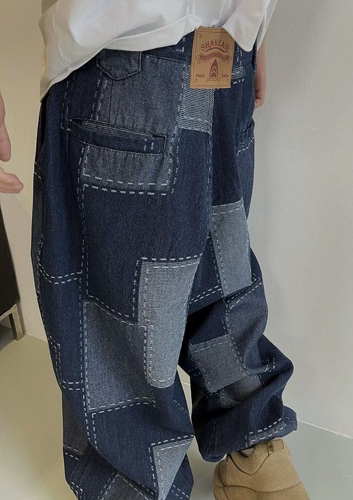 Japanese Brand × Vintage Outdoor retro patchwork print balloon loose baggy jeans Size US 31 - 3 Thumbnail