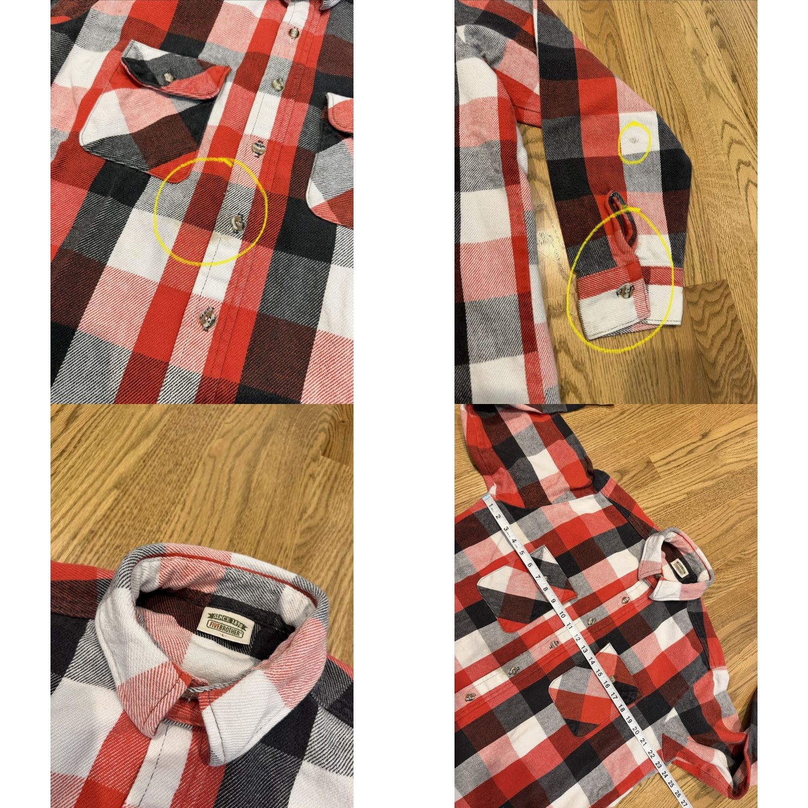 Vintage VINTAGE Five Brother Flannel Shirt Men’s L Button Up Long Sleeve Cotton Red Plaid Cott on Vintage: 80s 90s Outdoor Retro USA Classic Workwear Pockets Size US L / EU 52-54 / 3 - 8 Thumbnail
